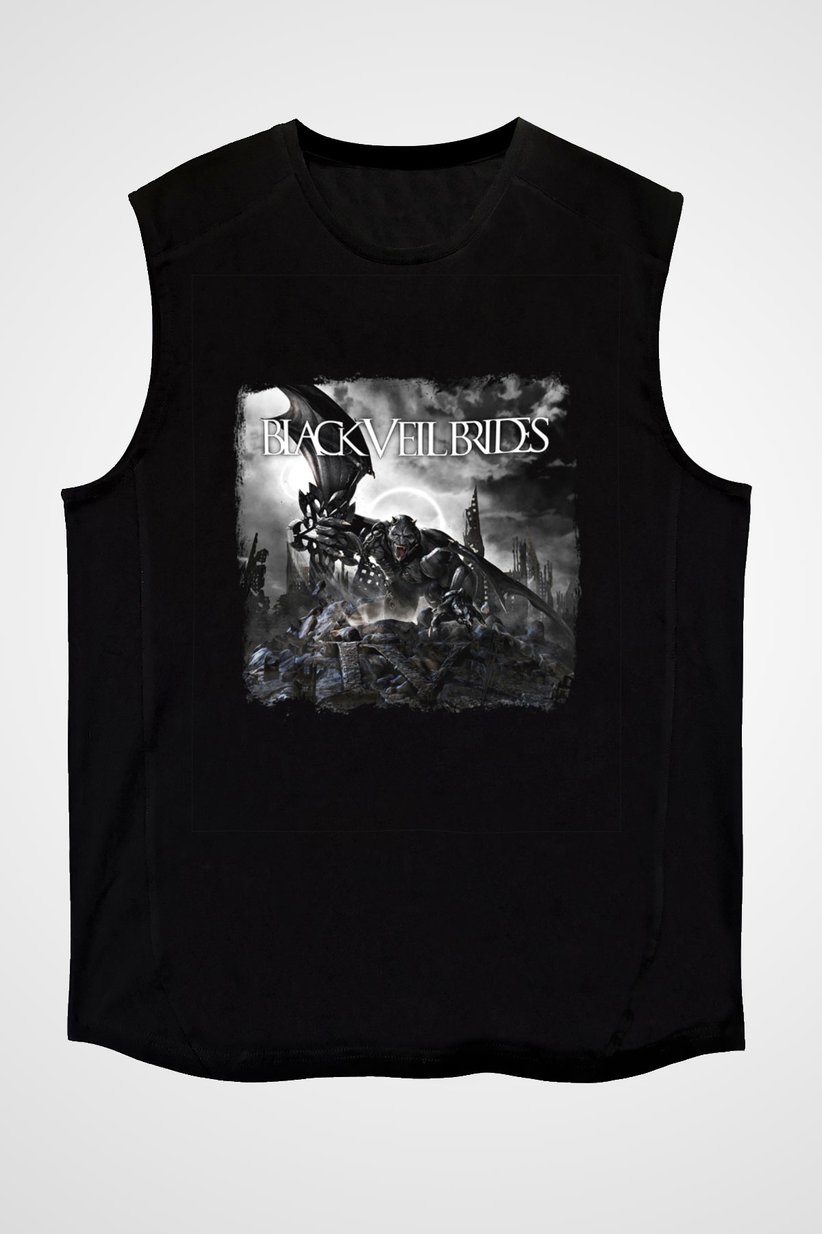 Black Veil Brides Baskılı Unisex Siyah Kolsuz Tişört