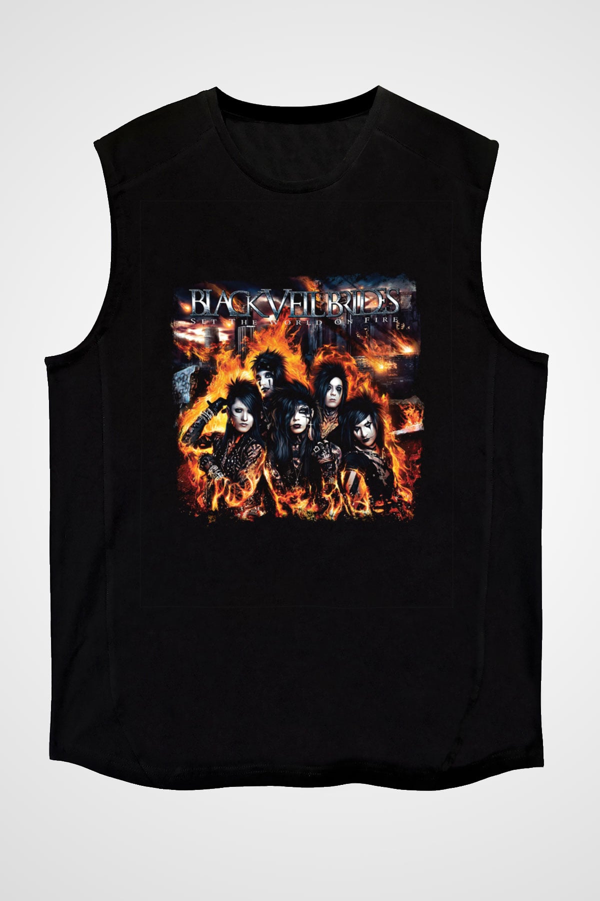Black Veil Brides Baskılı Unisex Siyah Kolsuz Tişört