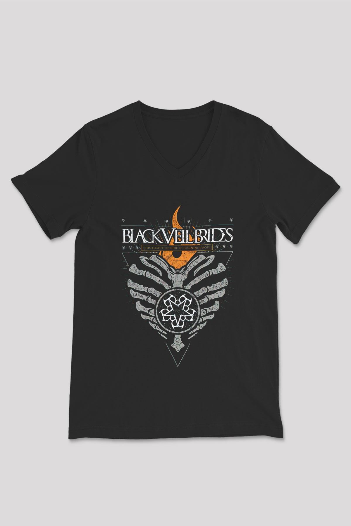 Black Veil Brides Siyah Unisex V Yaka Tişört T-Shirt