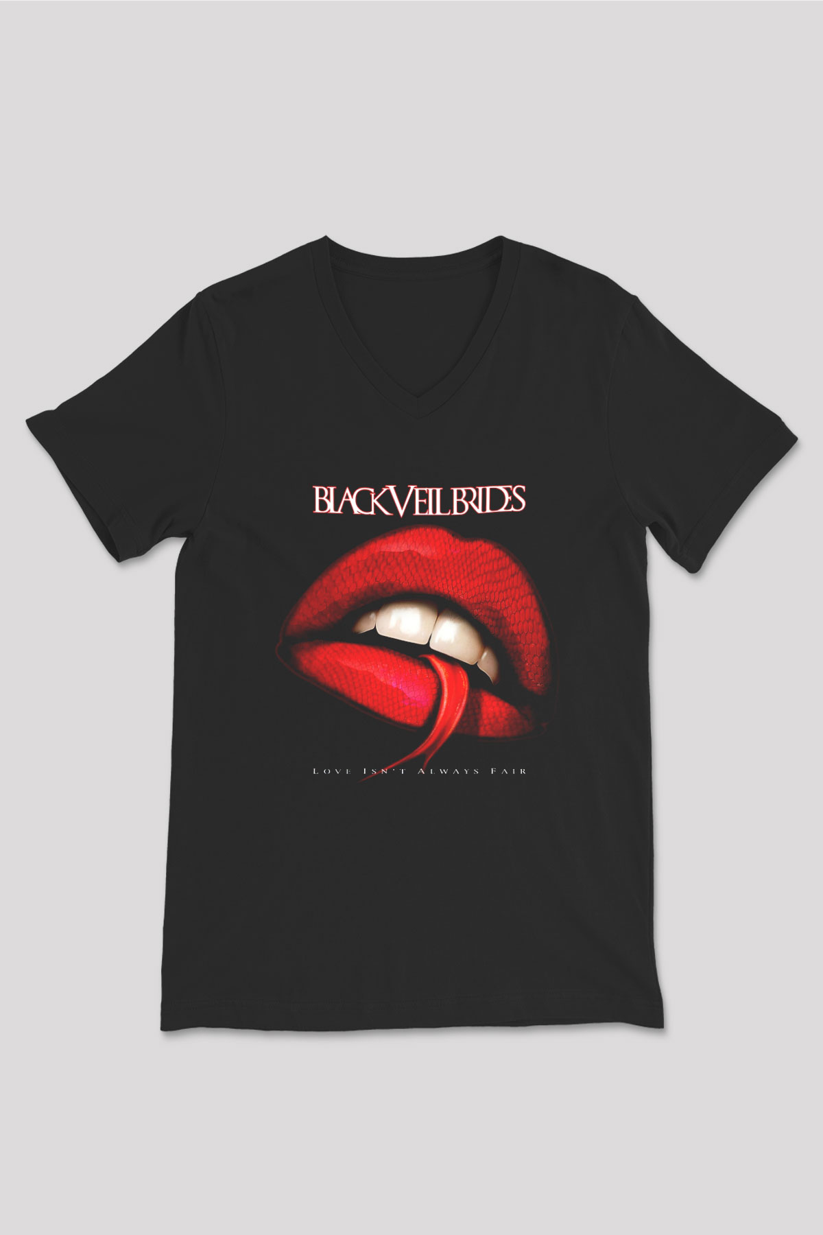Black Veil Brides Siyah Unisex V Yaka Tişört T-Shirt