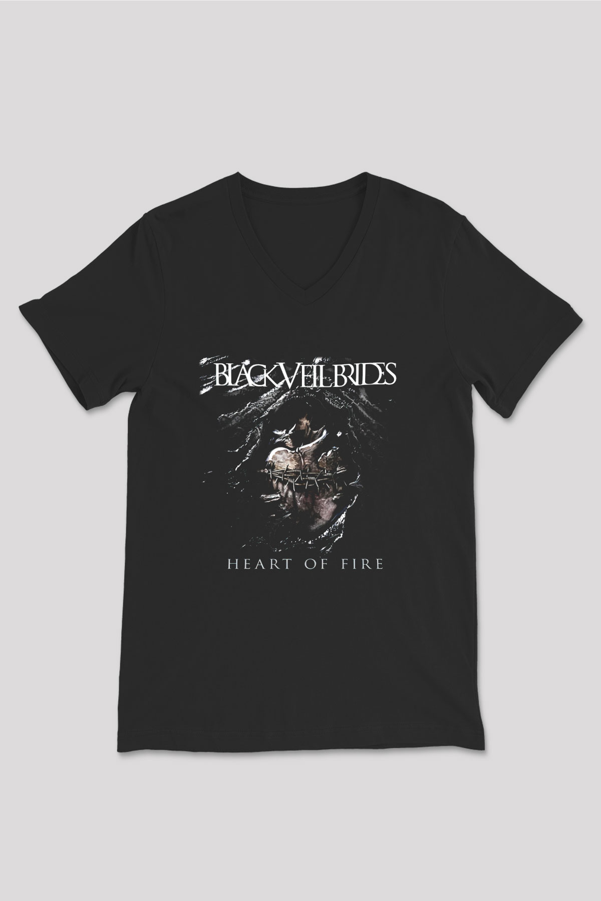 Black Veil Brides Siyah Unisex V Yaka Tişört T-Shirt