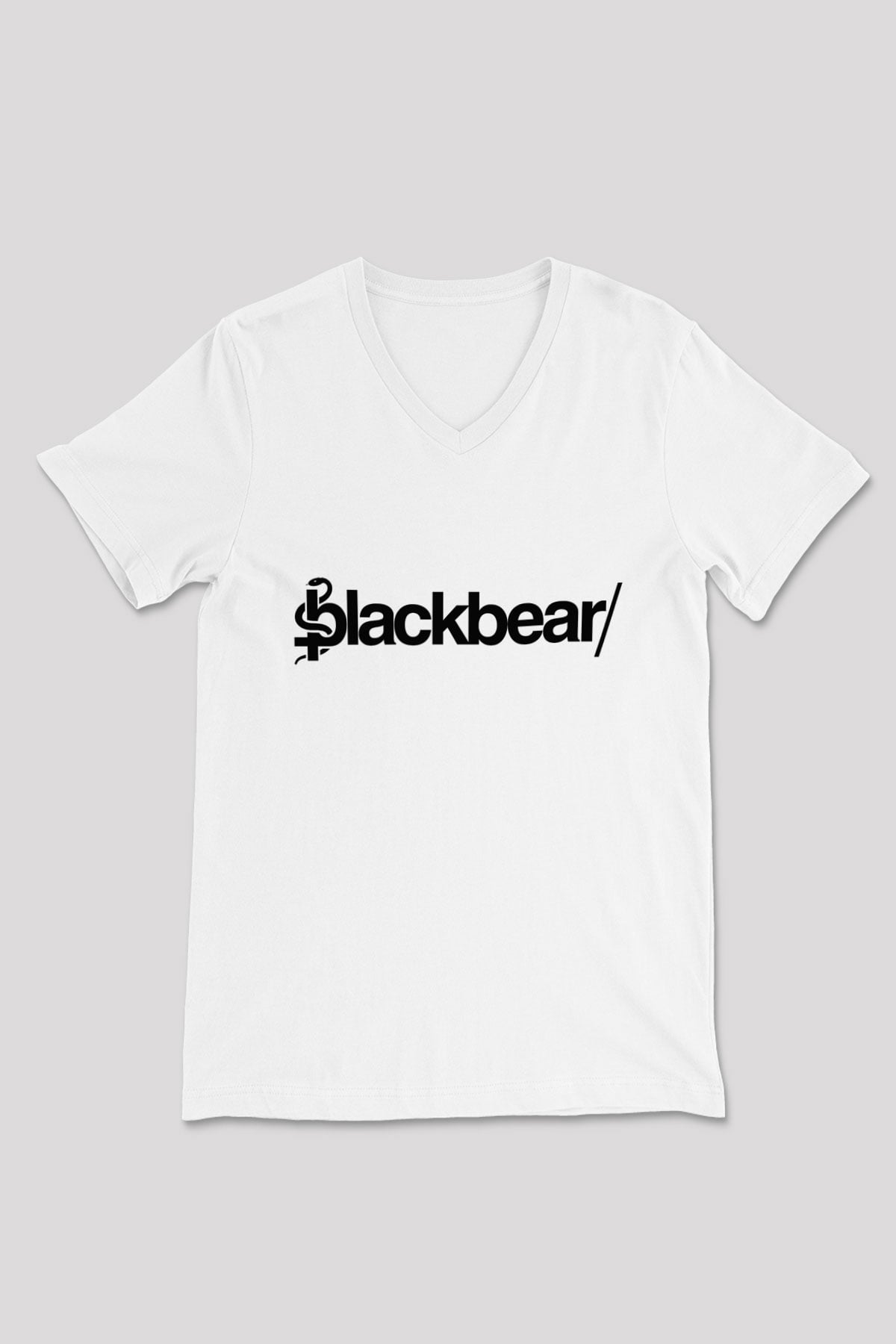 BlackBear Beyaz Unisex V Yaka Tişört T-Shirt