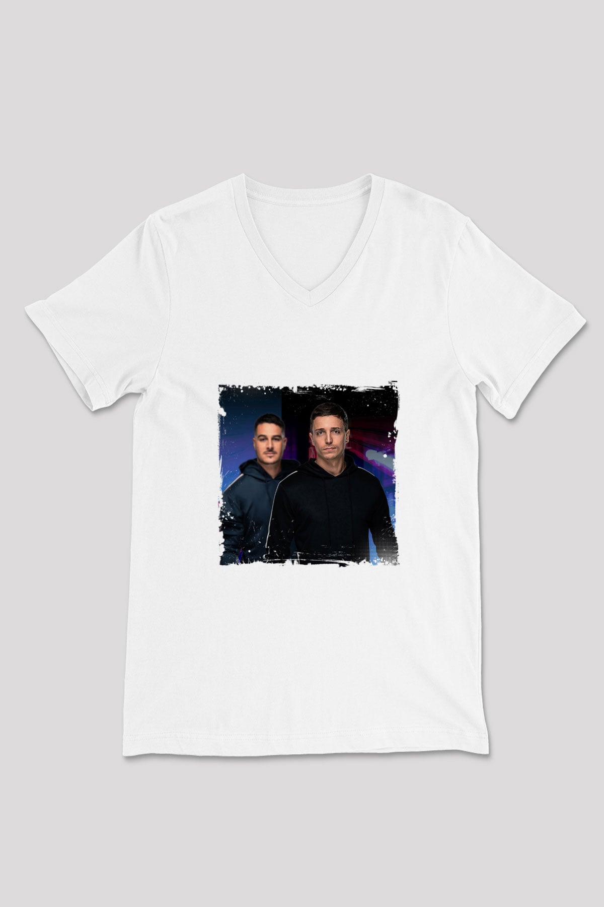 Blasterjaxx Baskılı Beyaz V Yaka Unisex Tişört