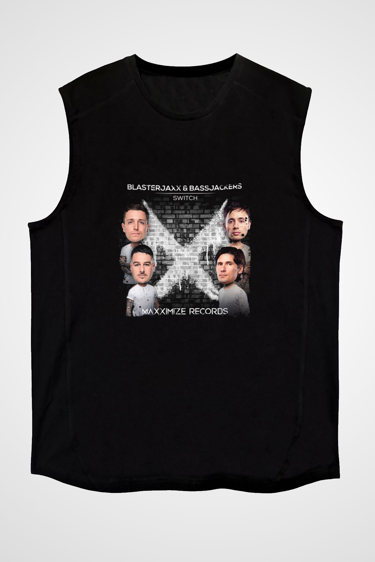 Blasterjaxx Baskılı Unisex Siyah Kolsuz Tişört