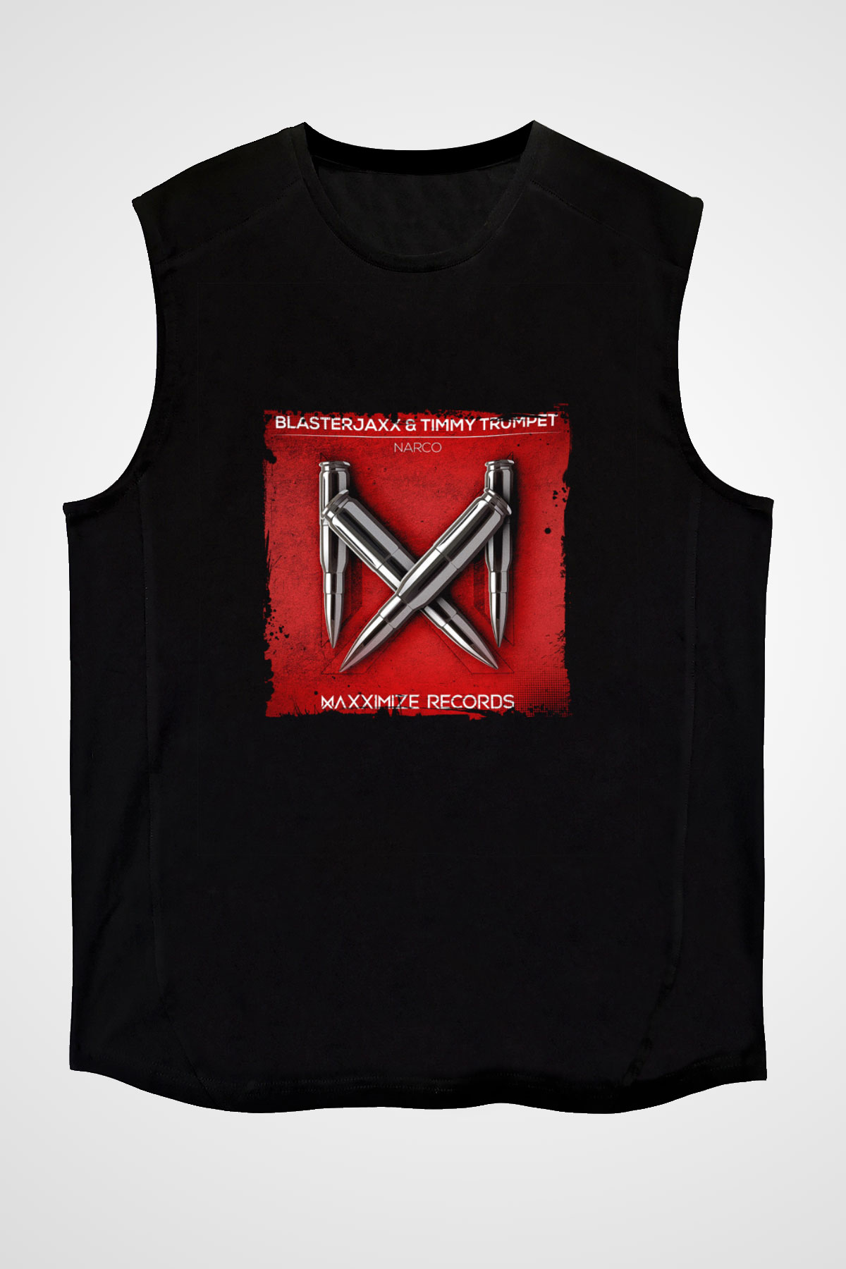 Blasterjaxx Baskılı Unisex Siyah Kolsuz Tişört
