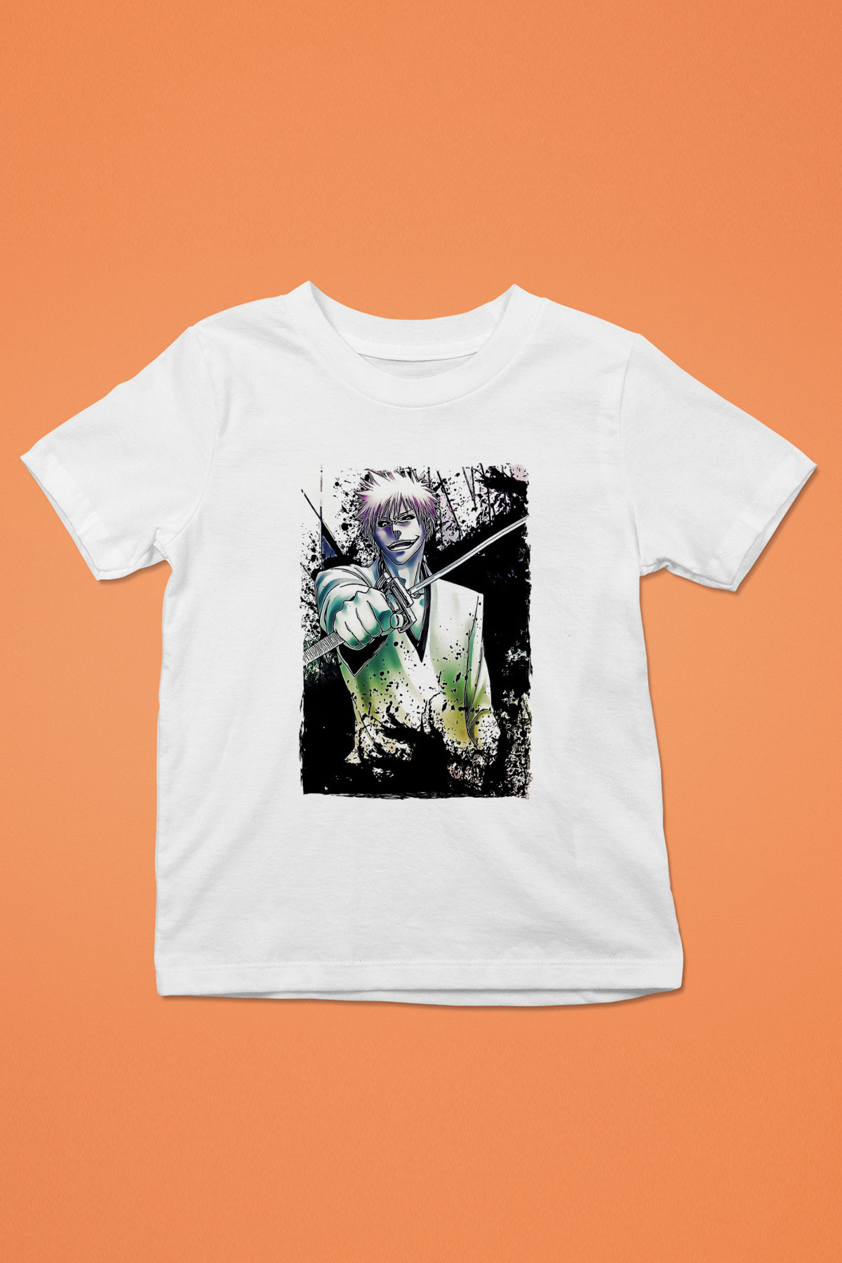 Bleach Baskılı Beyaz Unisex Beyaz Çocuk Tişört - Tshirt
