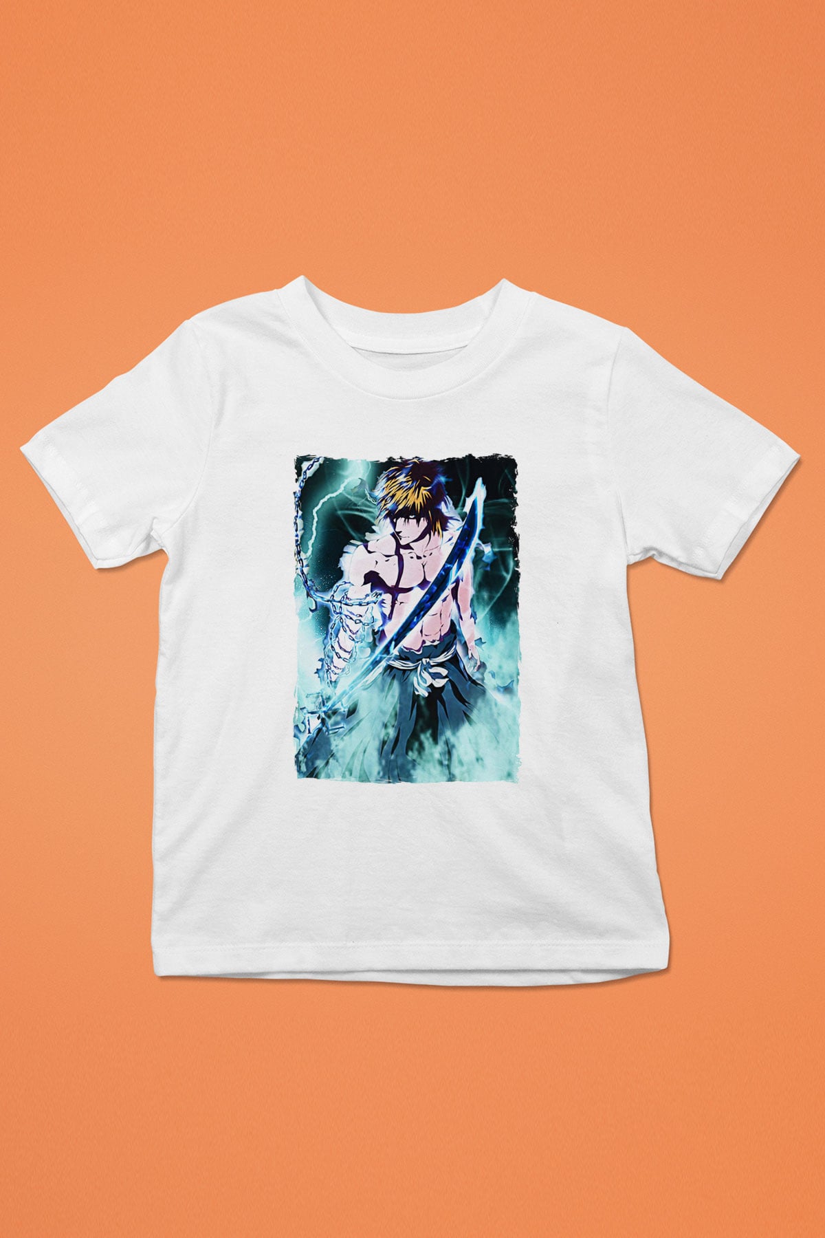 Bleach Baskılı Beyaz Unisex Beyaz Çocuk Tişört - Tshirt