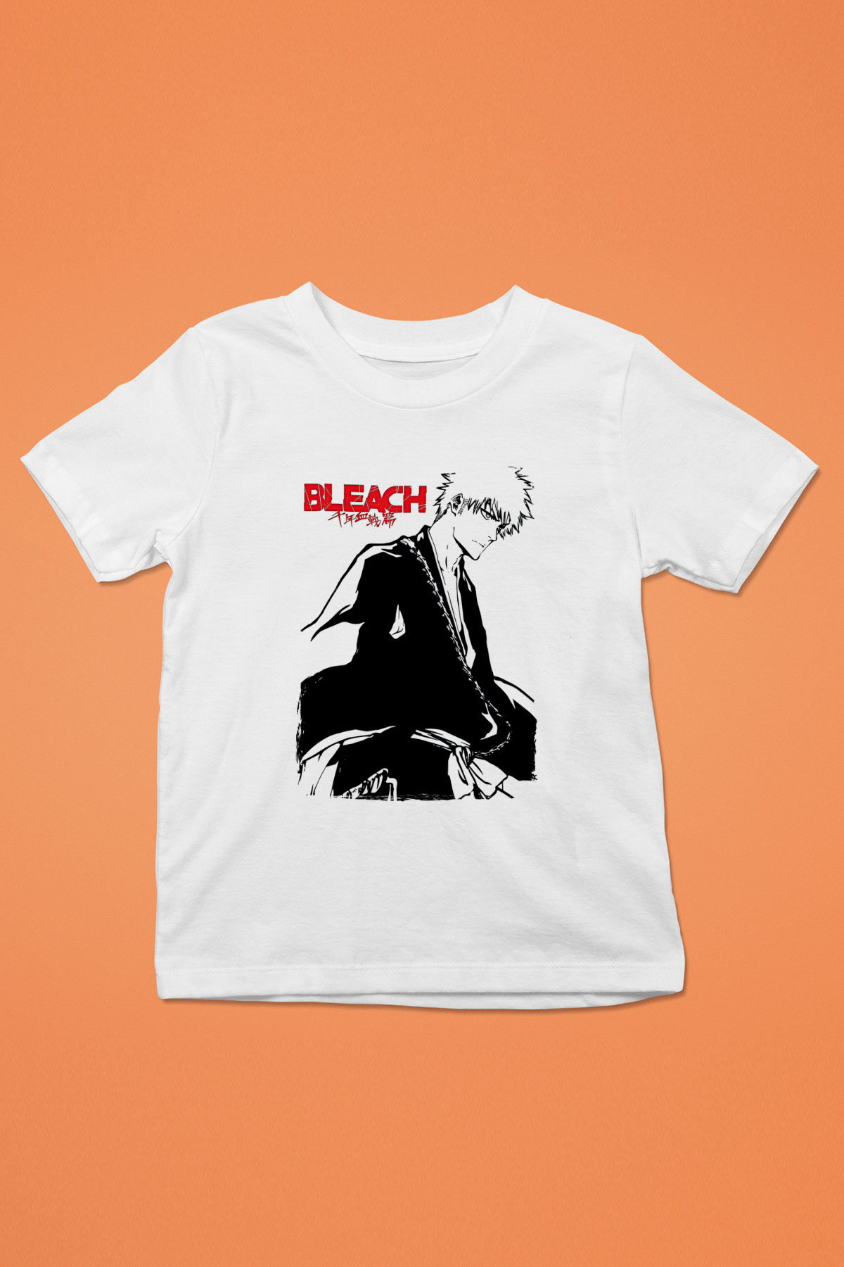 Bleach Baskılı Beyaz Unisex Beyaz Çocuk Tişört - Tshirt