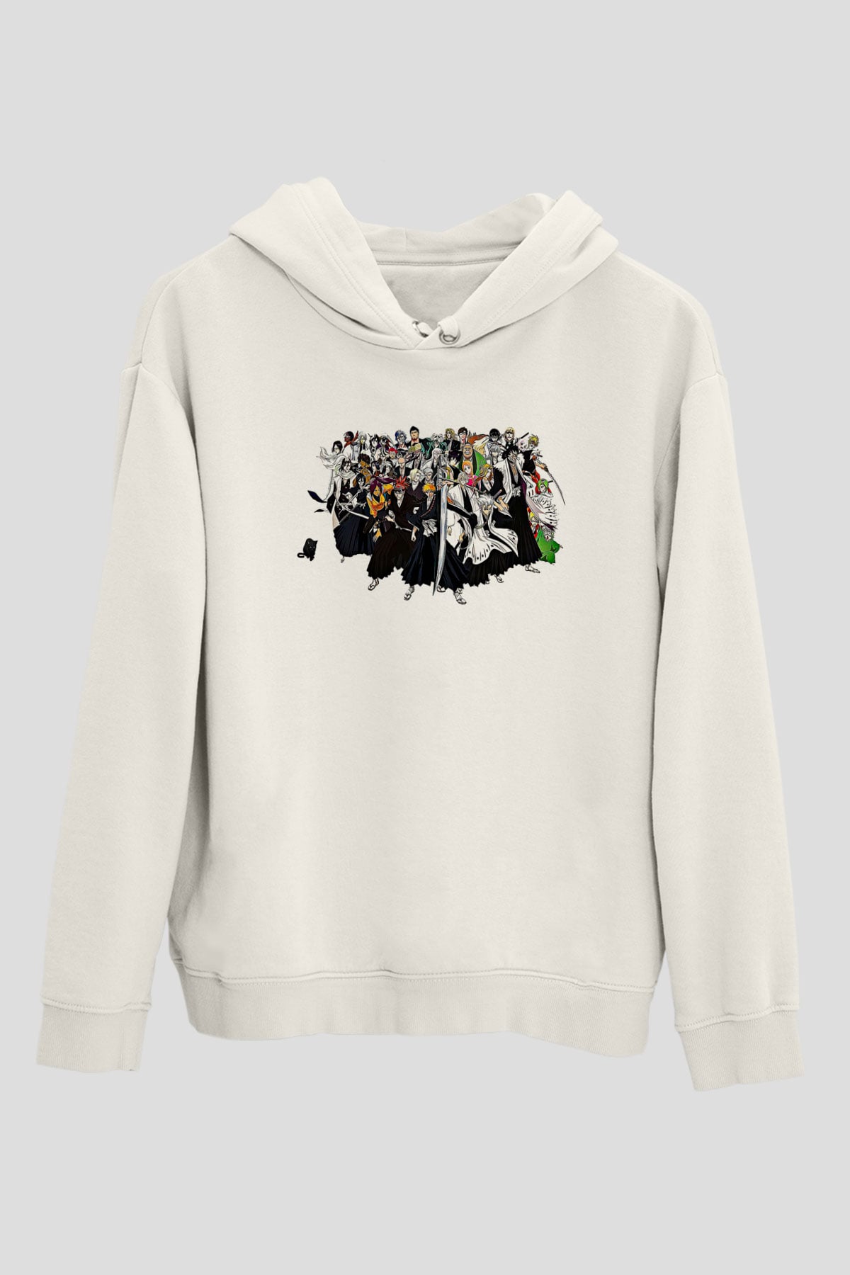 Bleach Baskılı Beyaz Unisex Hoodie