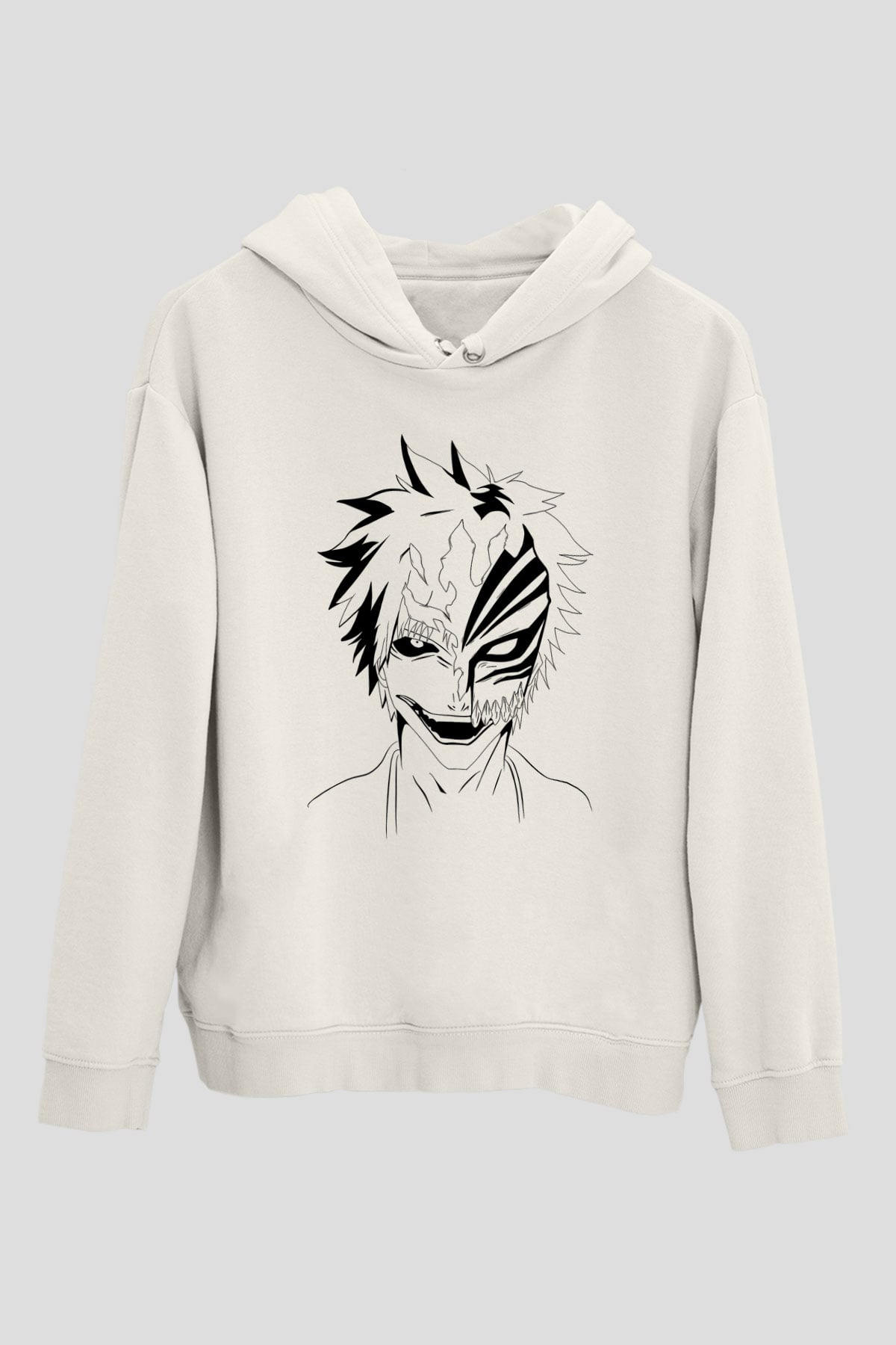 Bleach Baskılı Beyaz Unisex Hoodie
