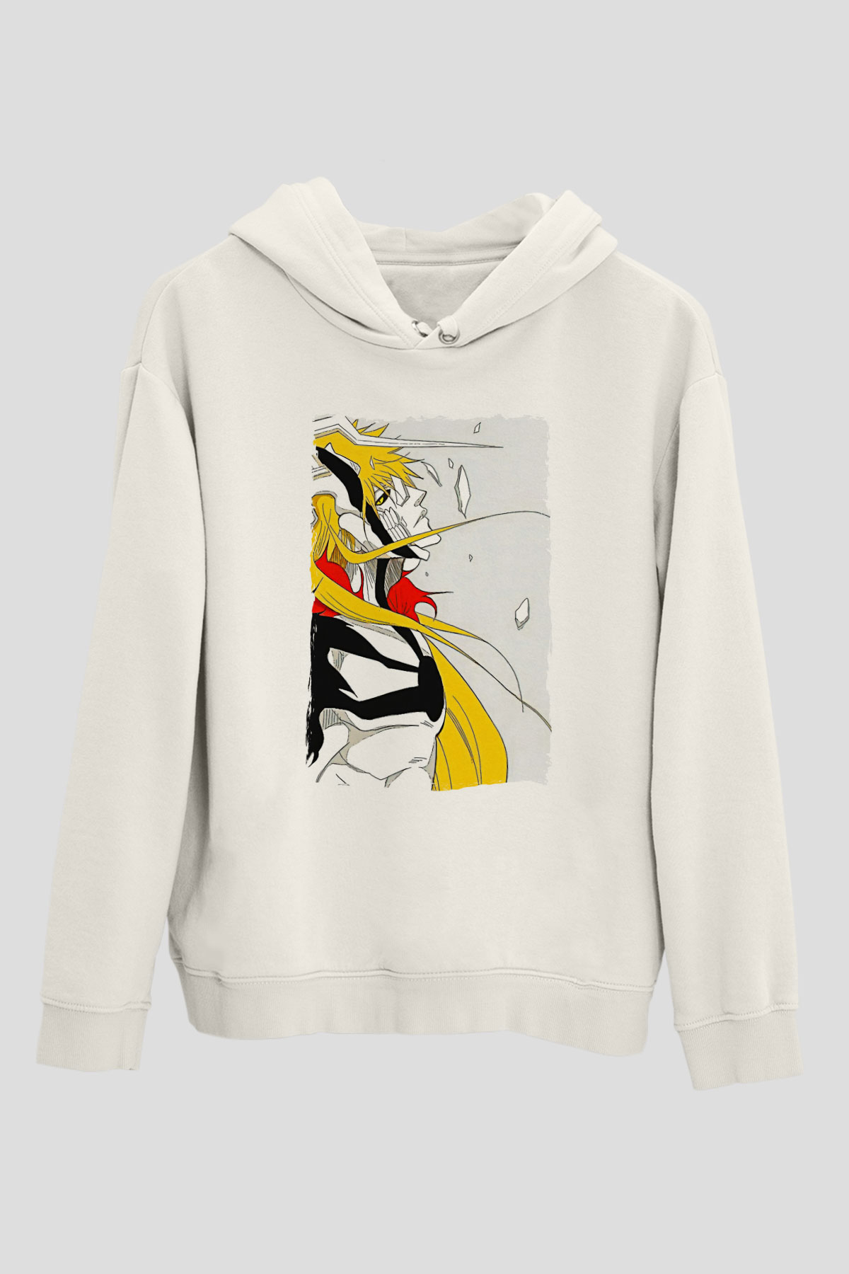 Bleach Baskılı Beyaz Unisex Hoodie