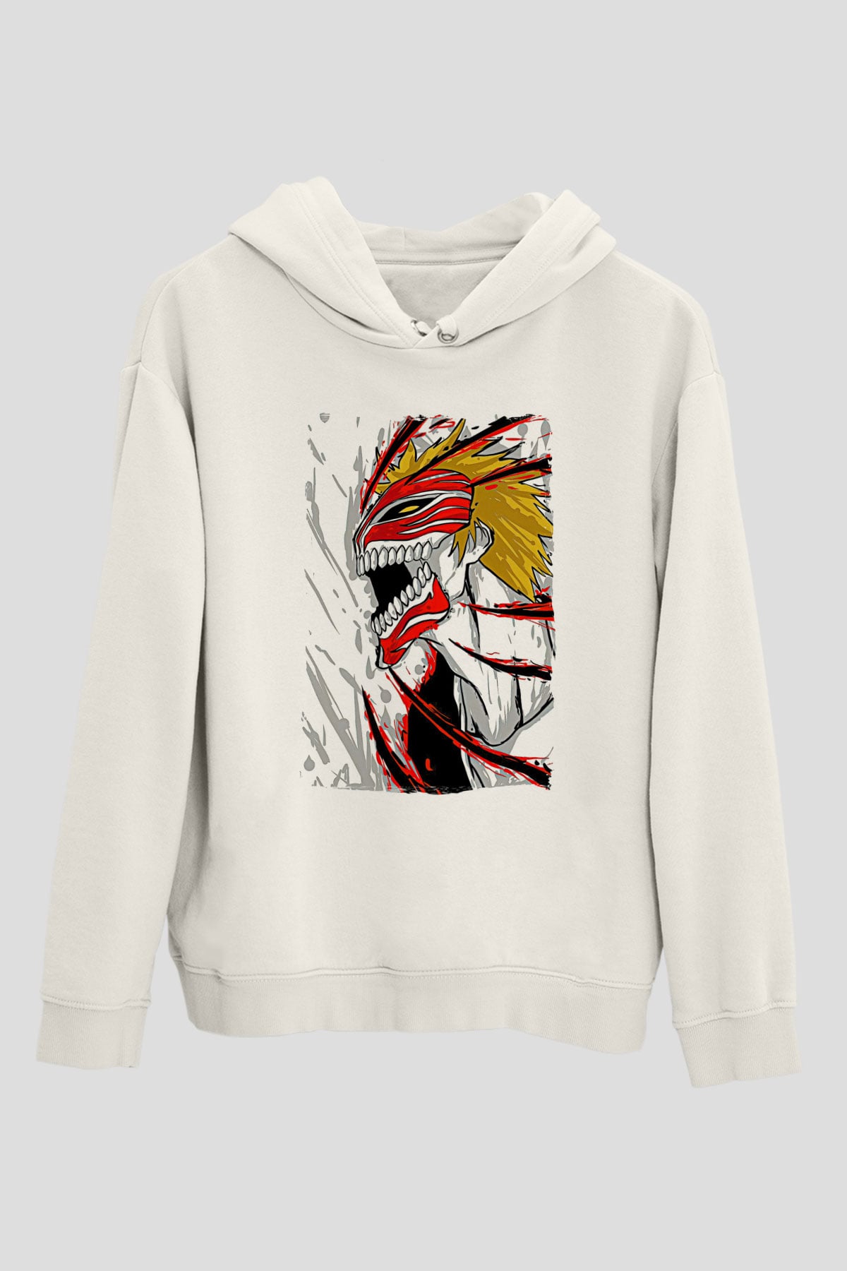 Bleach Baskılı Beyaz Unisex Hoodie