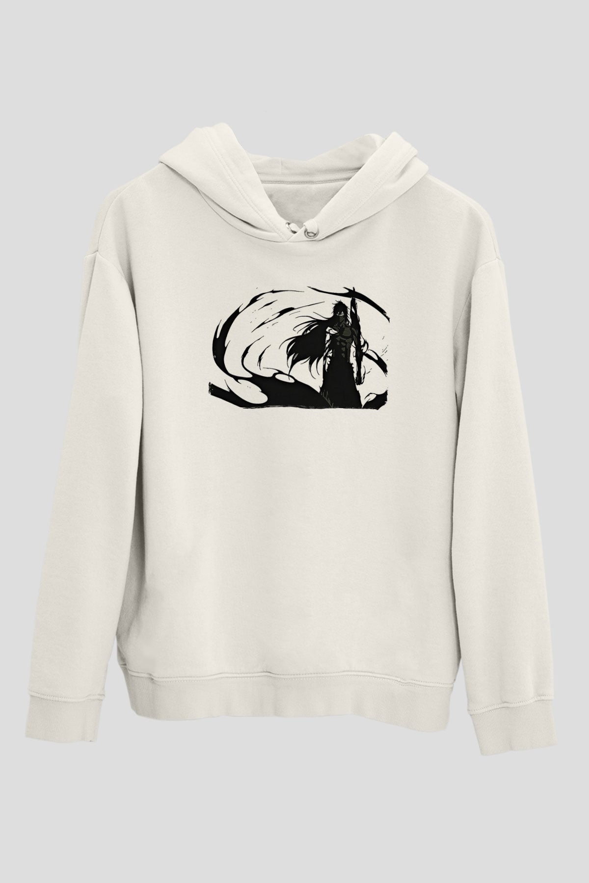 Bleach Baskılı Beyaz Unisex Hoodie