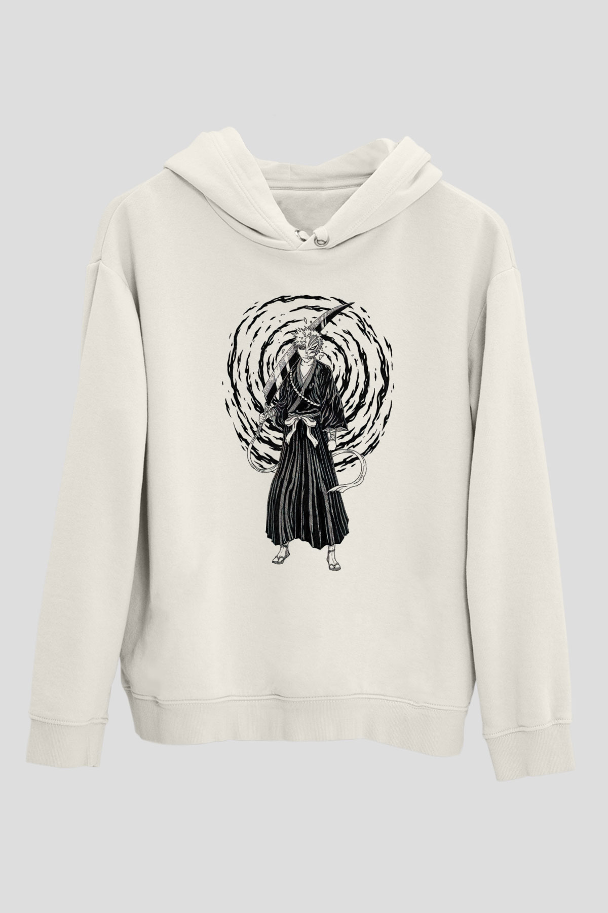 Bleach Baskılı Beyaz Unisex Hoodie