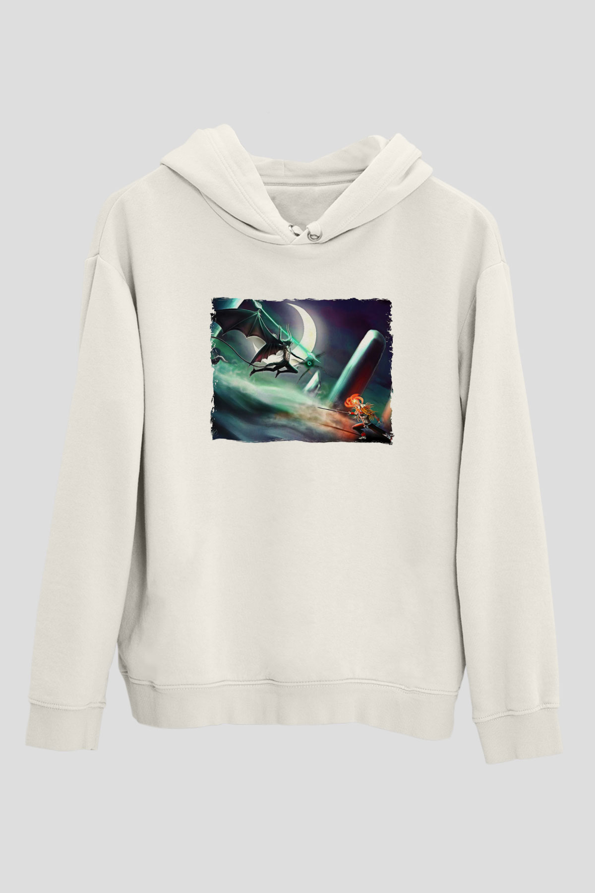 Bleach Baskılı Beyaz Unisex Hoodie