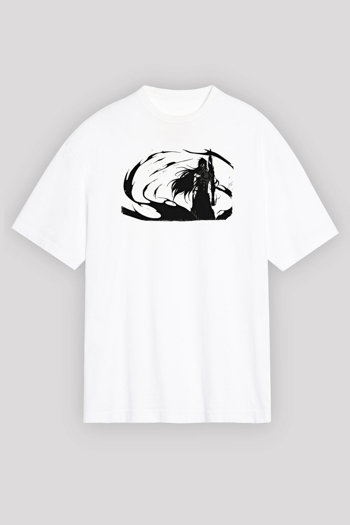 Bleach Baskılı Beyaz Unisex Oversize Tişört - Tshirt