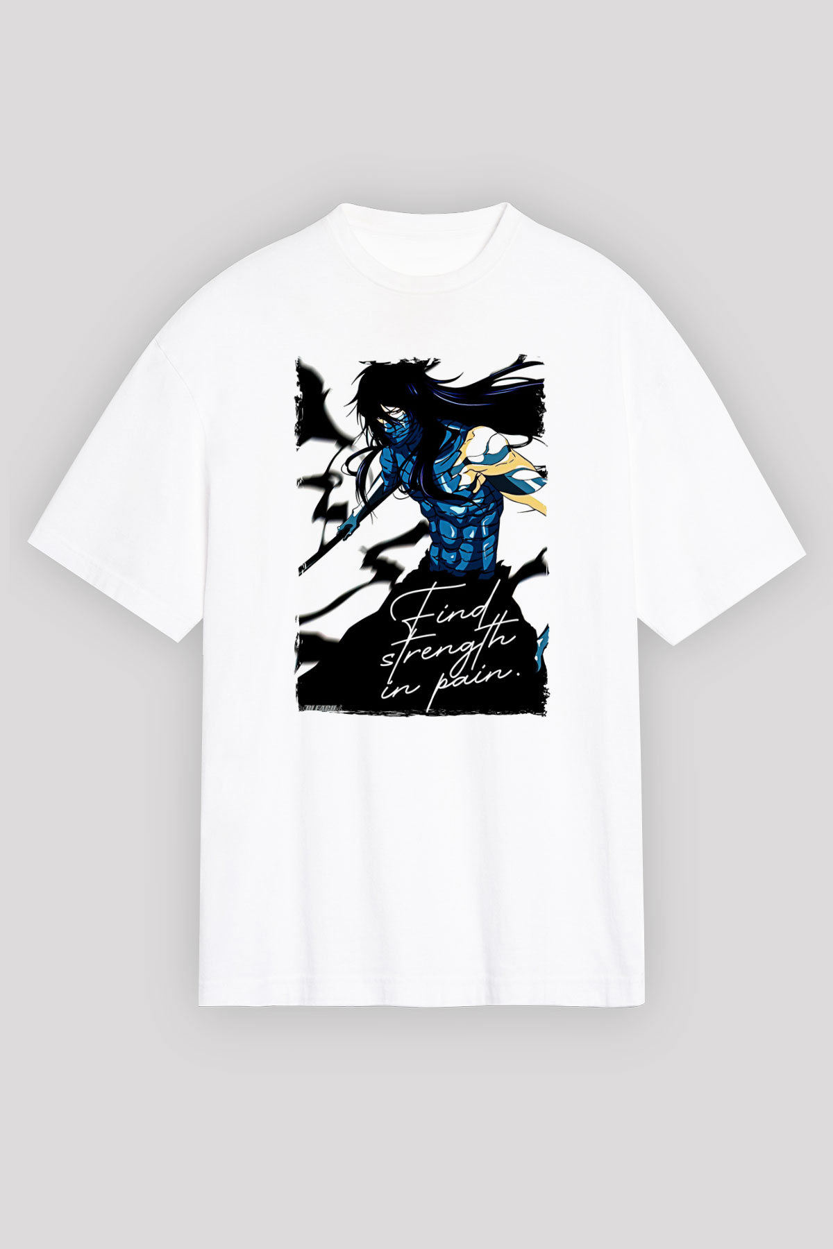 Bleach Baskılı Beyaz Unisex Oversize Tişört - Tshirt