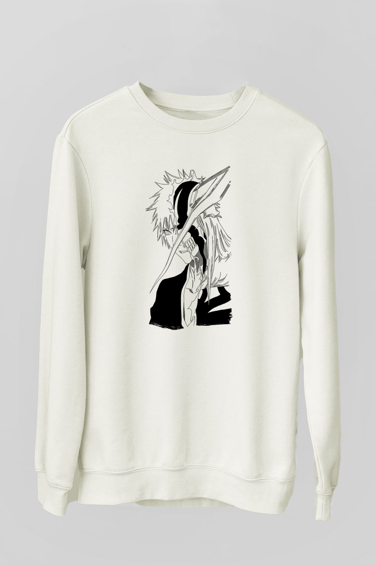 Bleach Baskılı Beyaz Unisex Sweatshirt