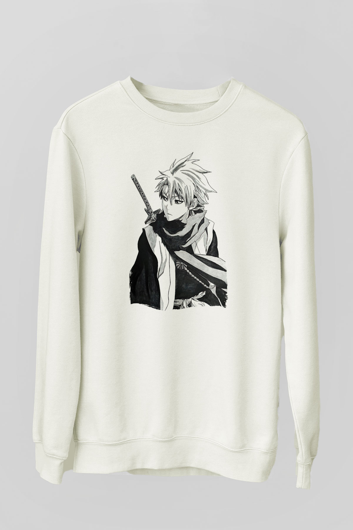 Bleach Baskılı Beyaz Unisex Sweatshirt