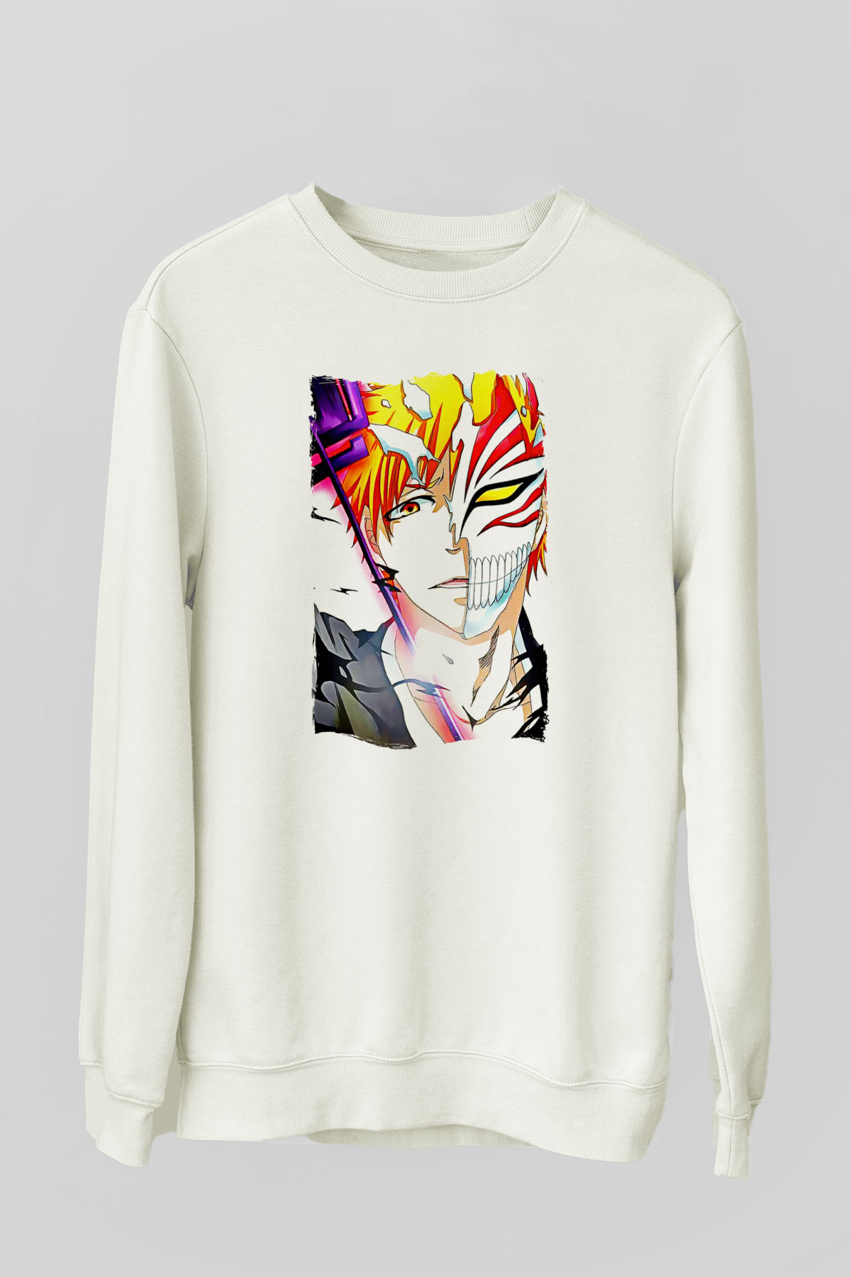Bleach Baskılı Beyaz Unisex Sweatshirt