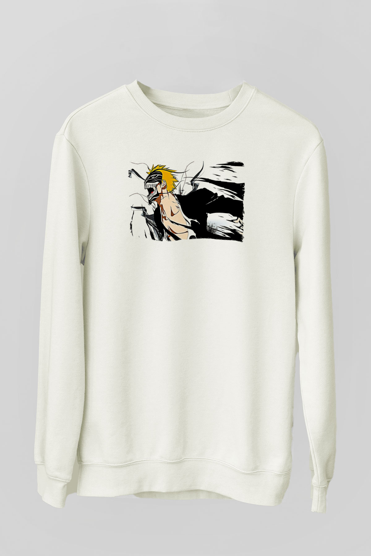 Bleach Baskılı Beyaz Unisex Sweatshirt