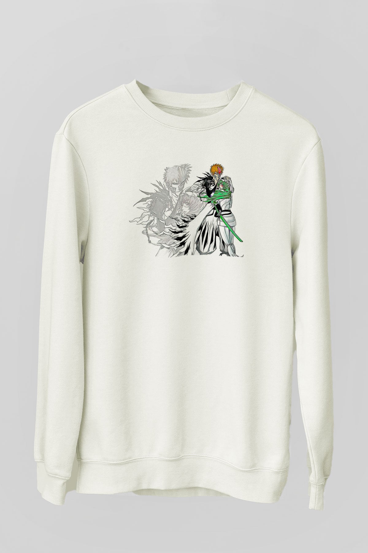 Bleach Baskılı Beyaz Unisex Sweatshirt