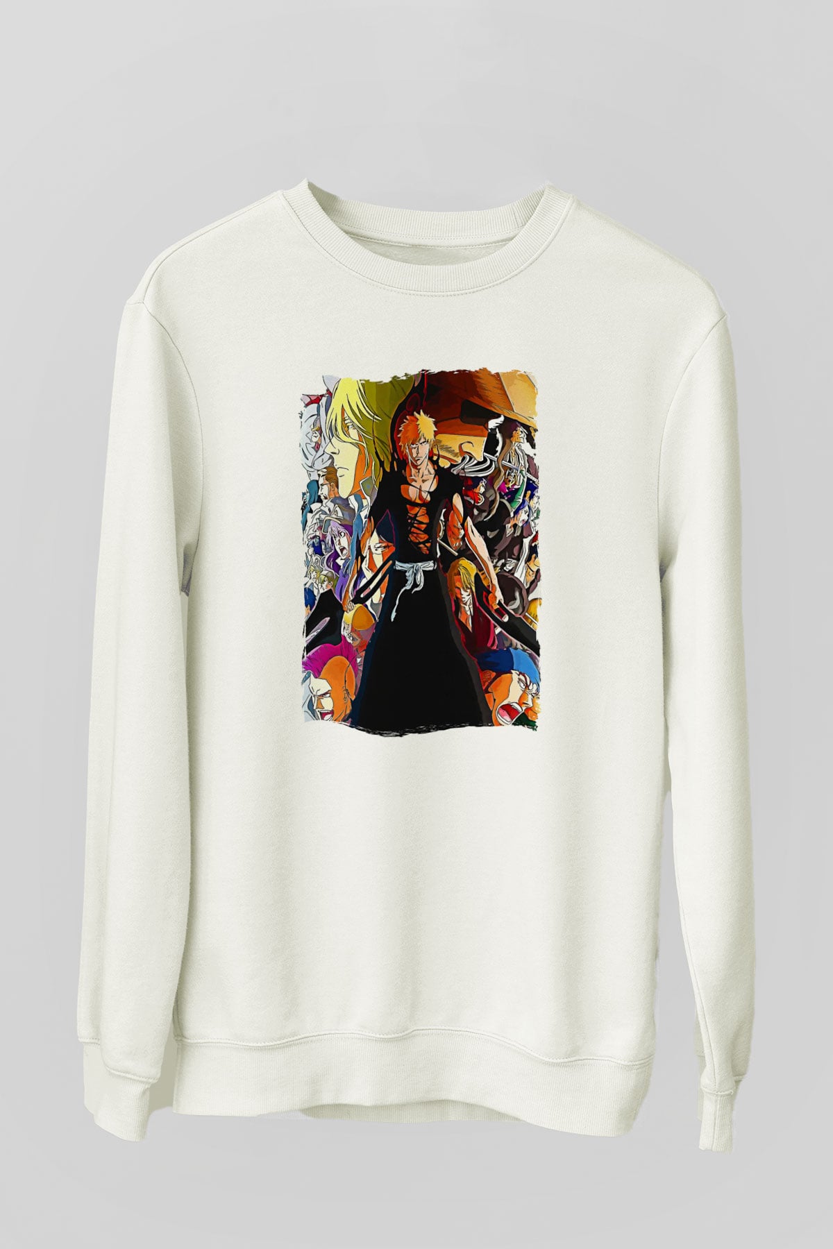 Bleach Baskılı Beyaz Unisex Sweatshirt
