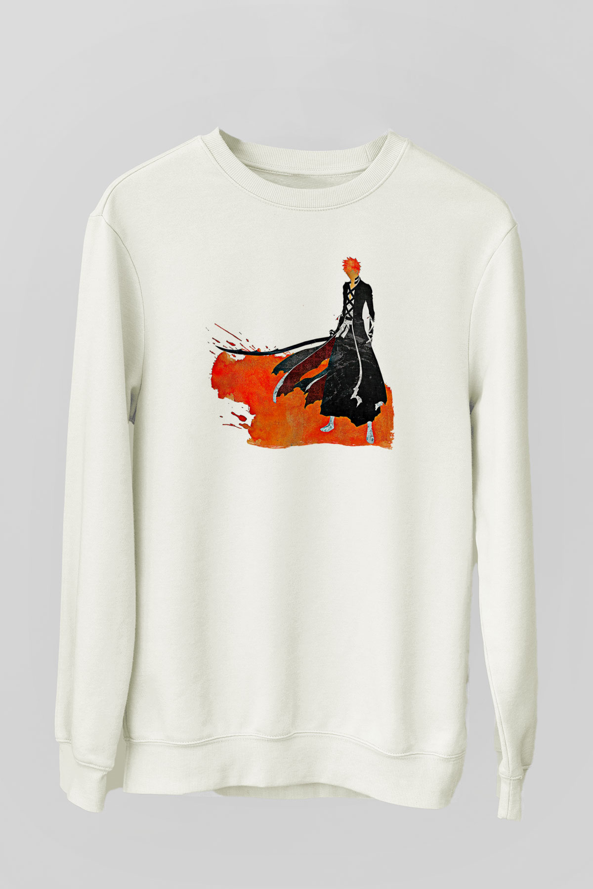 Bleach Baskılı Beyaz Unisex Sweatshirt