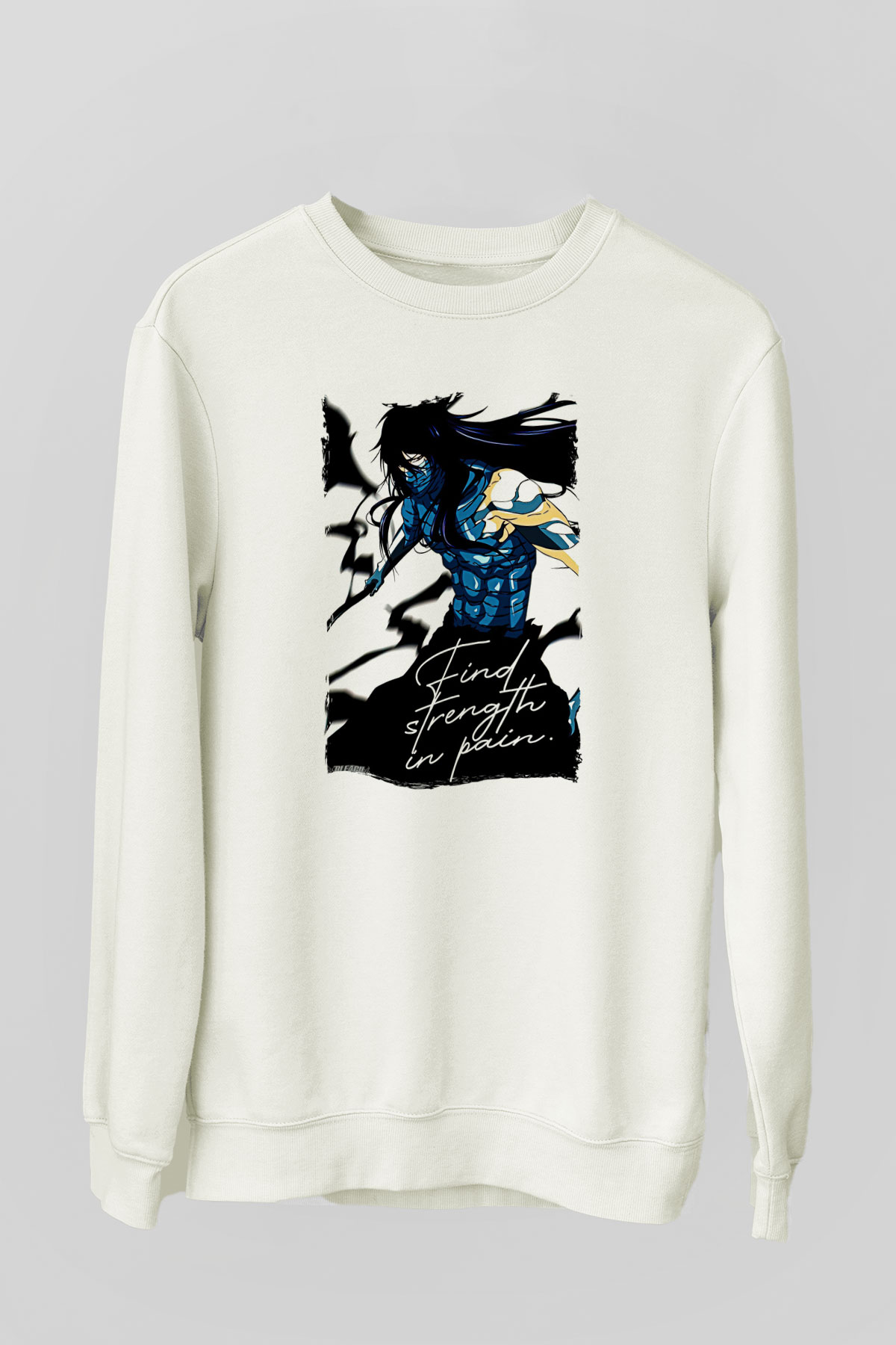 Bleach Baskılı Beyaz Unisex Sweatshirt