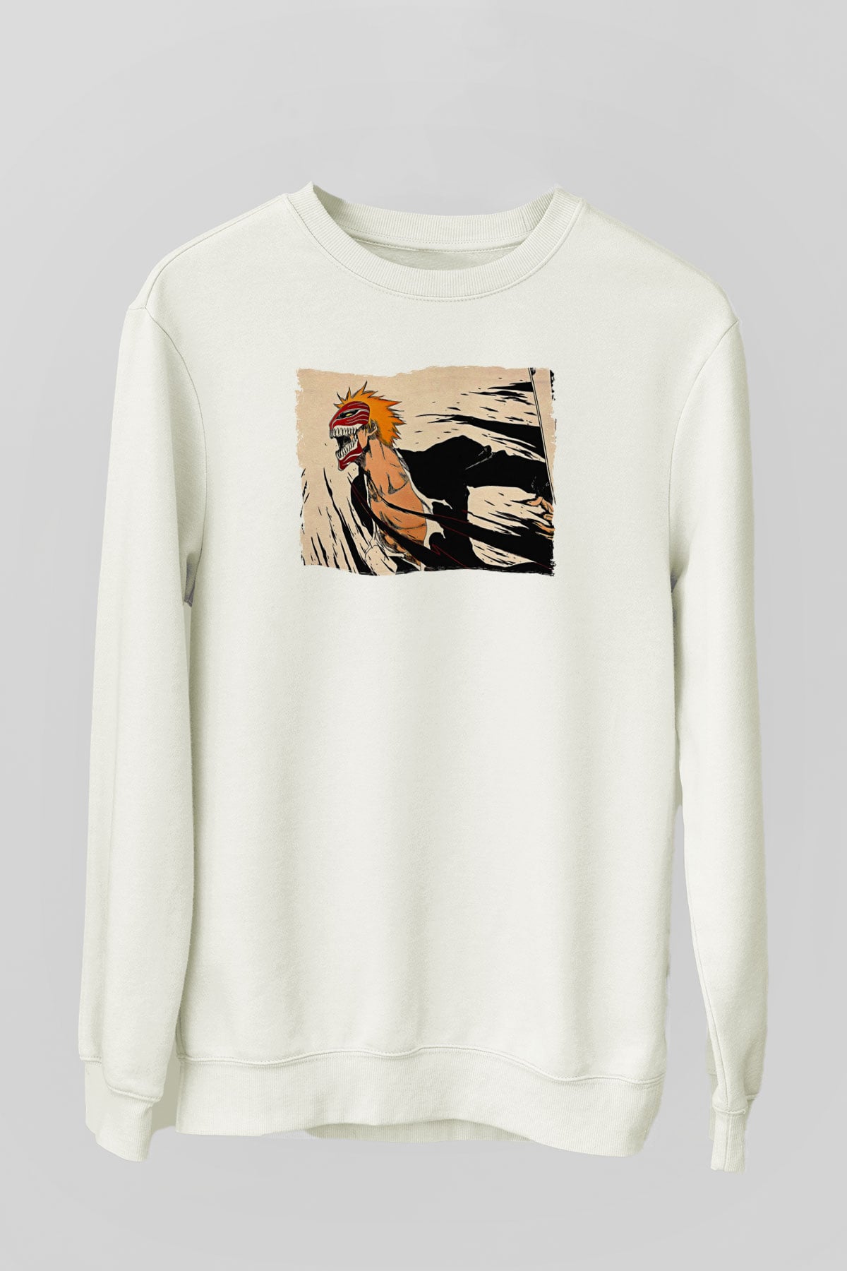 Bleach Baskılı Beyaz Unisex Sweatshirt