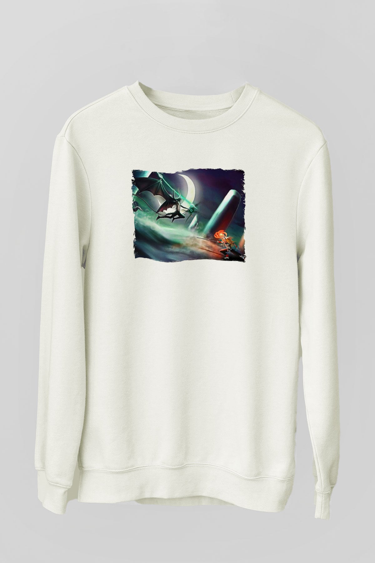 Bleach Baskılı Beyaz Unisex Sweatshirt
