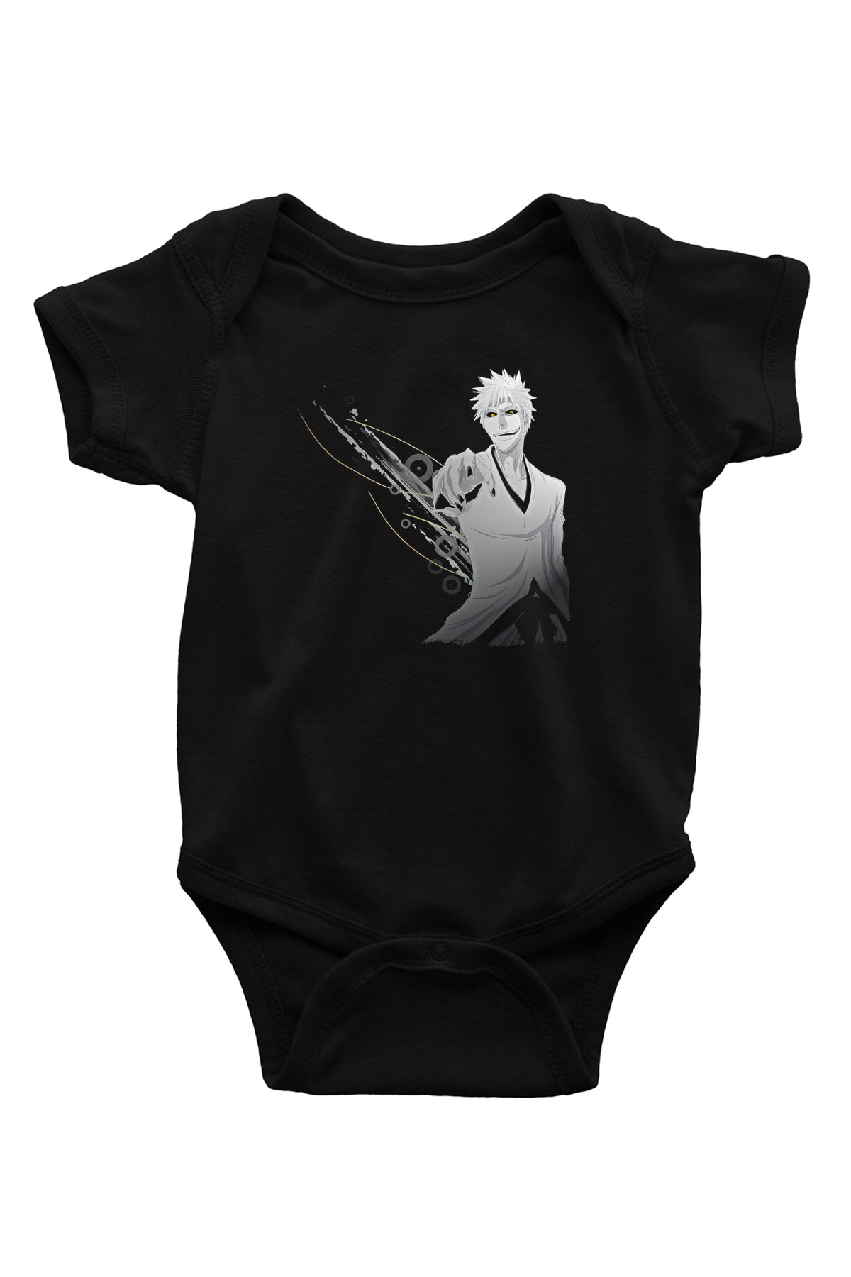 Bleach Baskılı Unisex Siyah Bebek Body - Zıbın