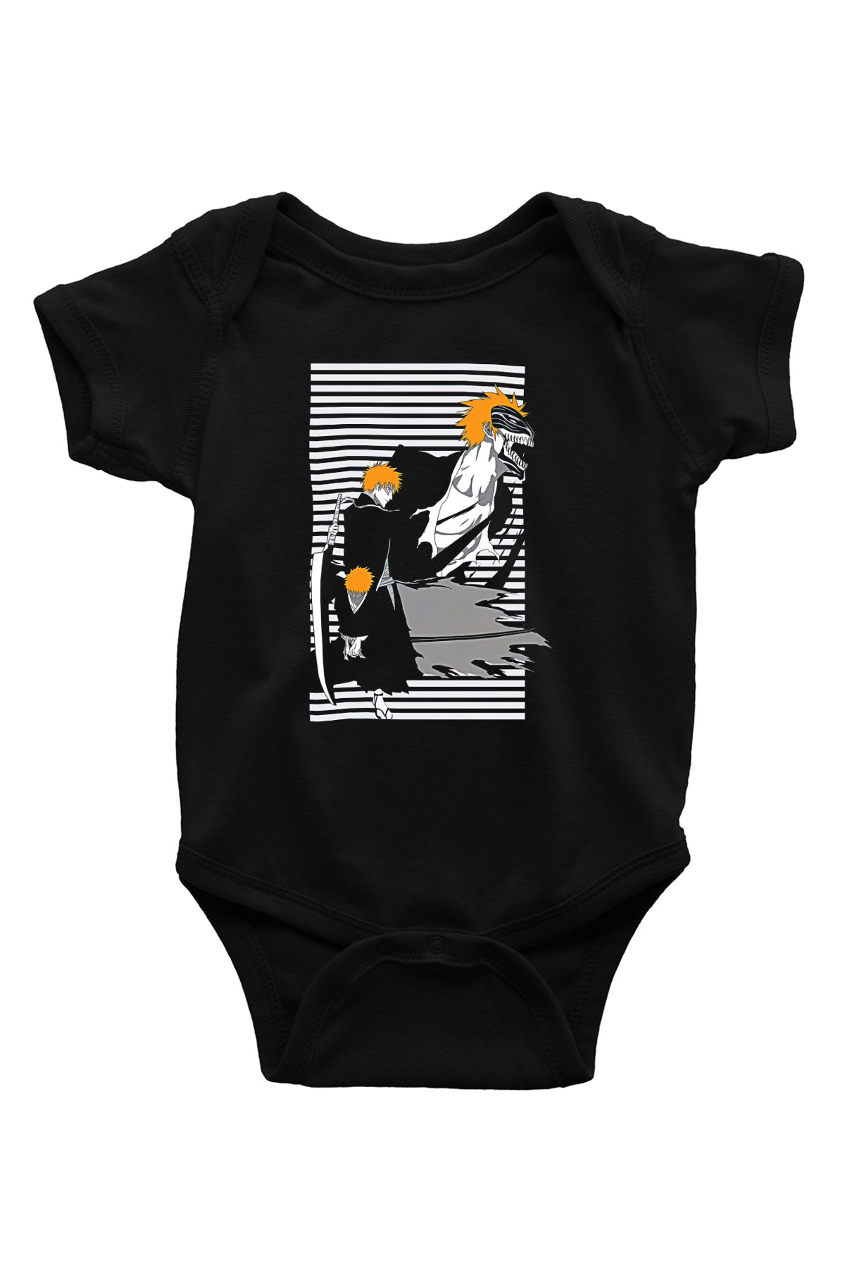 Bleach Baskılı Unisex Siyah Bebek Body - Zıbın