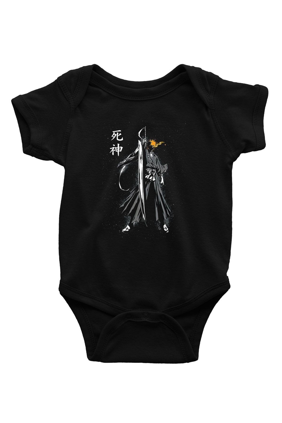Bleach Baskılı Unisex Siyah Bebek Body - Zıbın