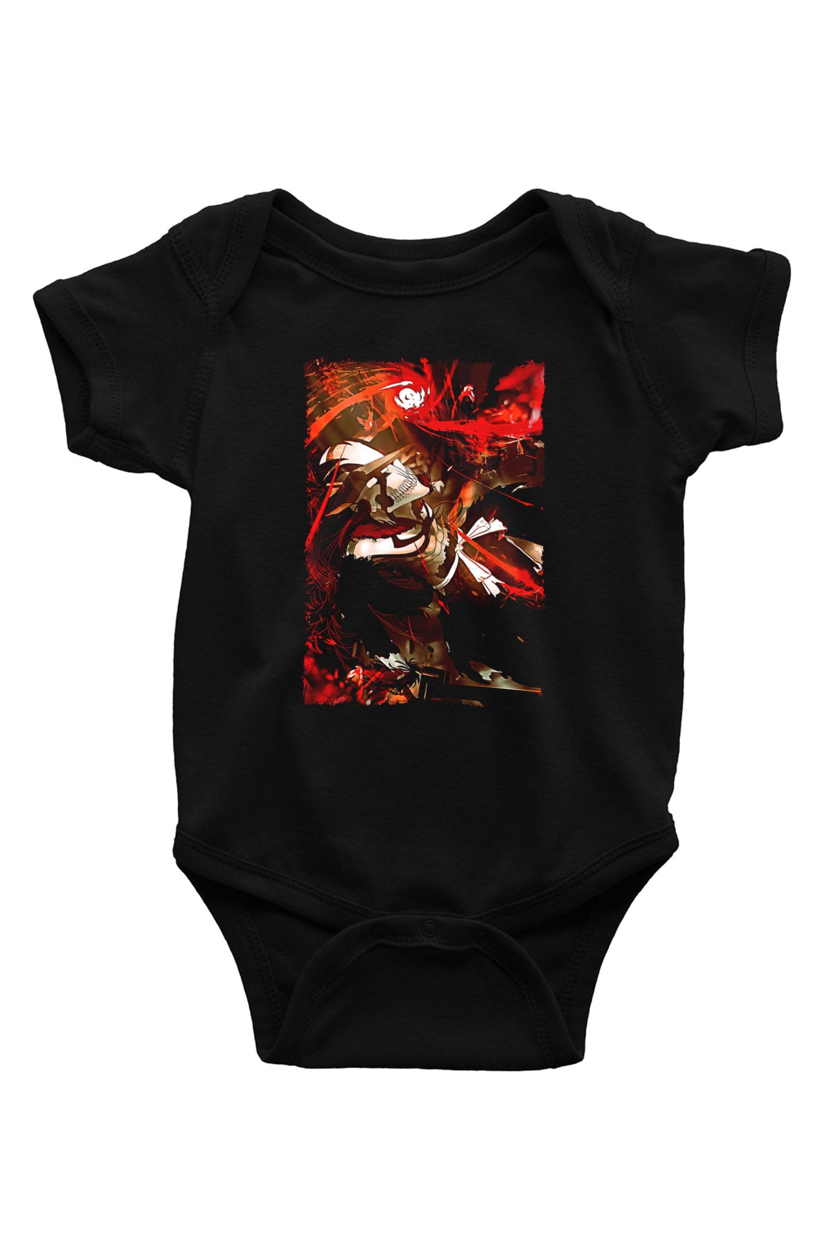 Bleach Baskılı Unisex Siyah Bebek Body - Zıbın