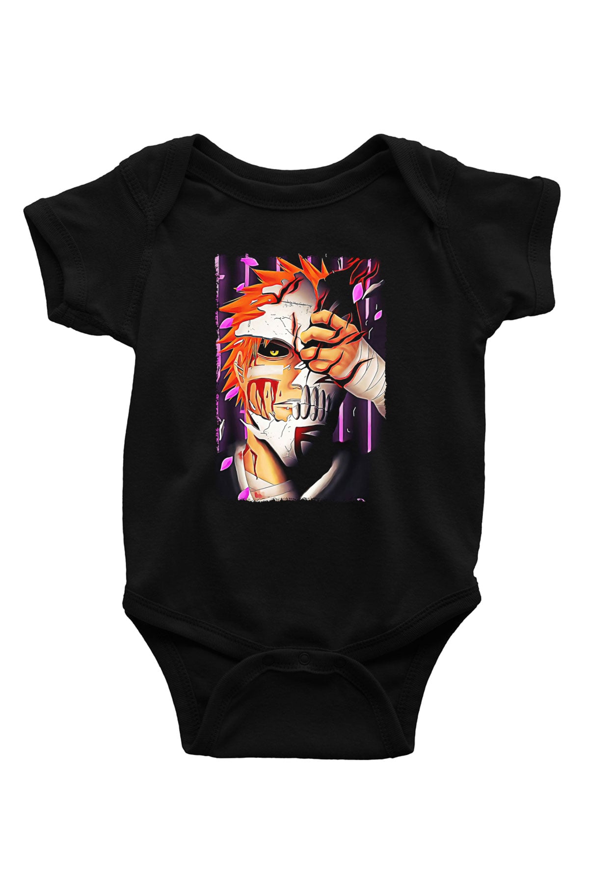 Bleach Baskılı Unisex Siyah Bebek Body - Zıbın