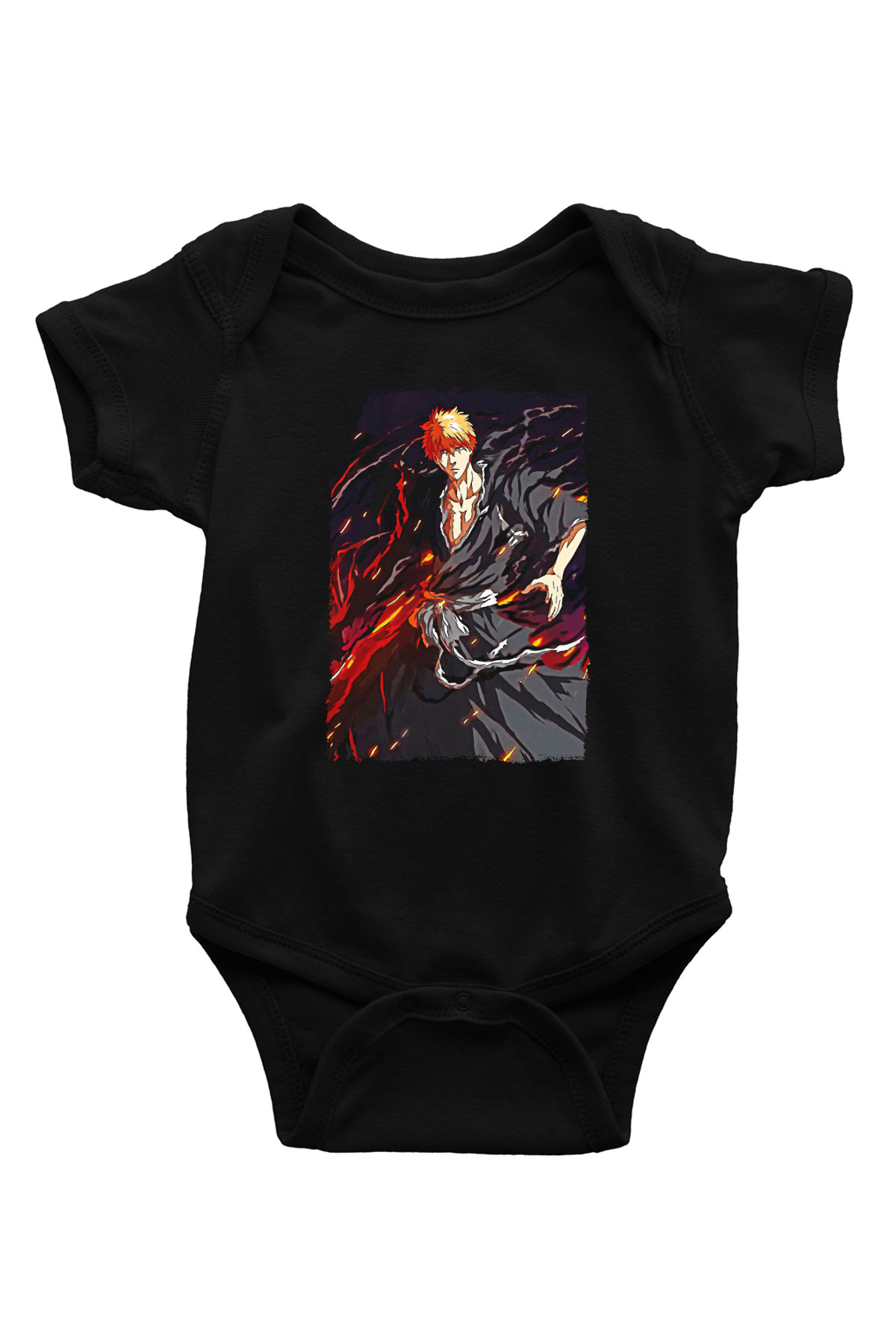 Bleach Baskılı Unisex Siyah Bebek Body - Zıbın