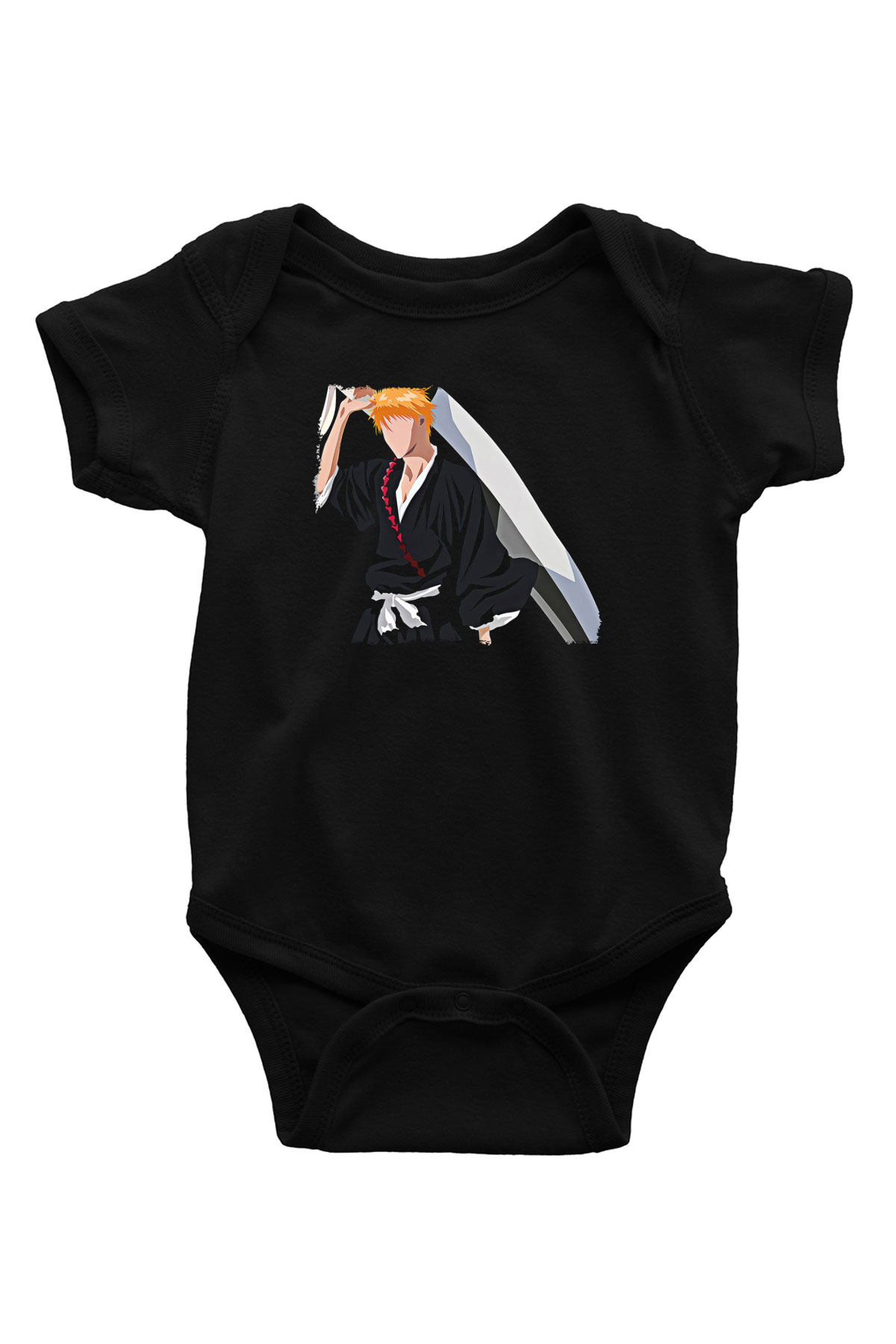 Bleach Baskılı Unisex Siyah Bebek Body - Zıbın