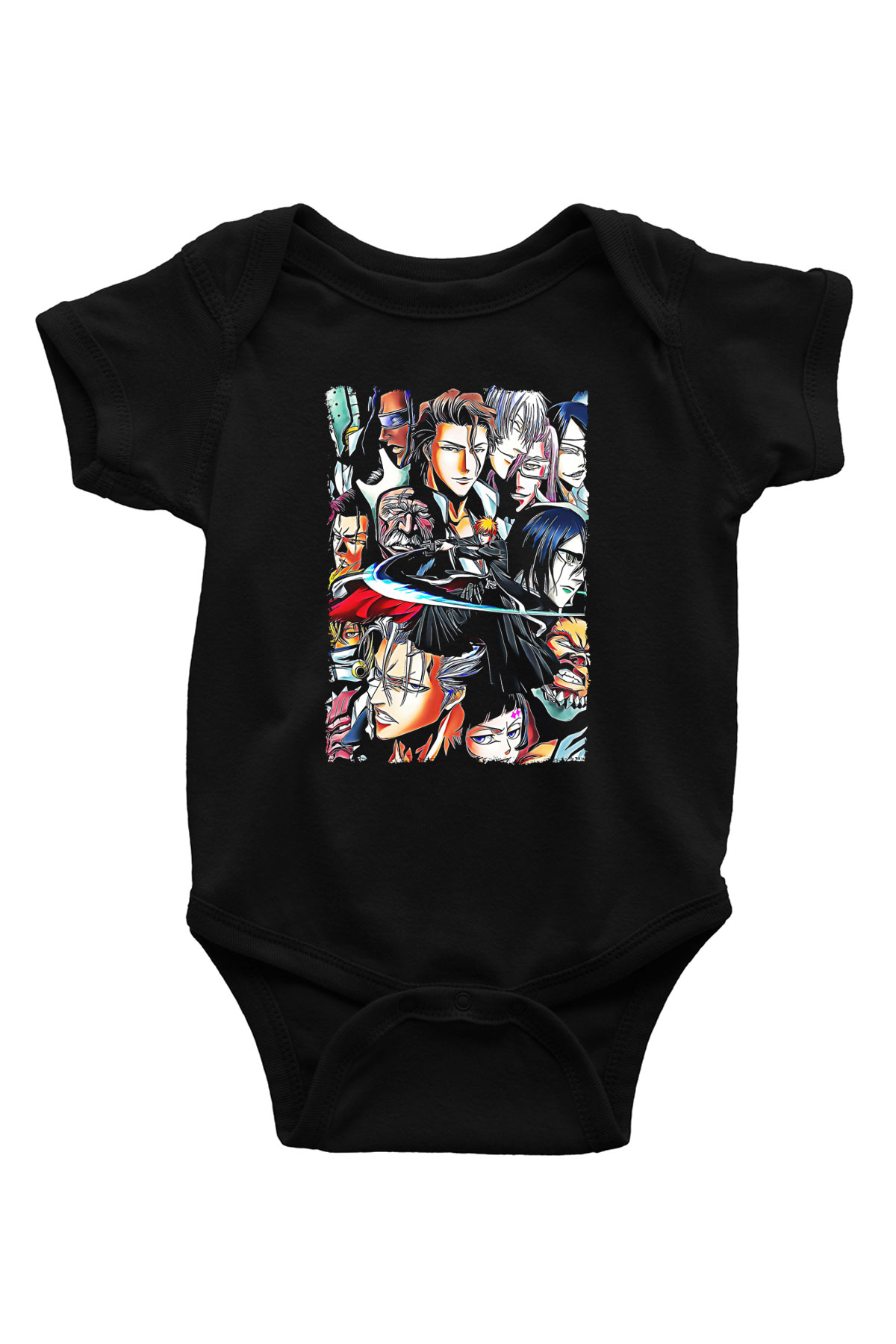 Bleach Baskılı Unisex Siyah Bebek Body - Zıbın
