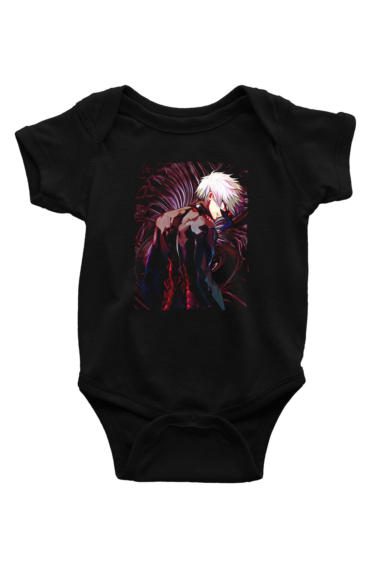 Bleach Baskılı Unisex Siyah Bebek Body - Zıbın