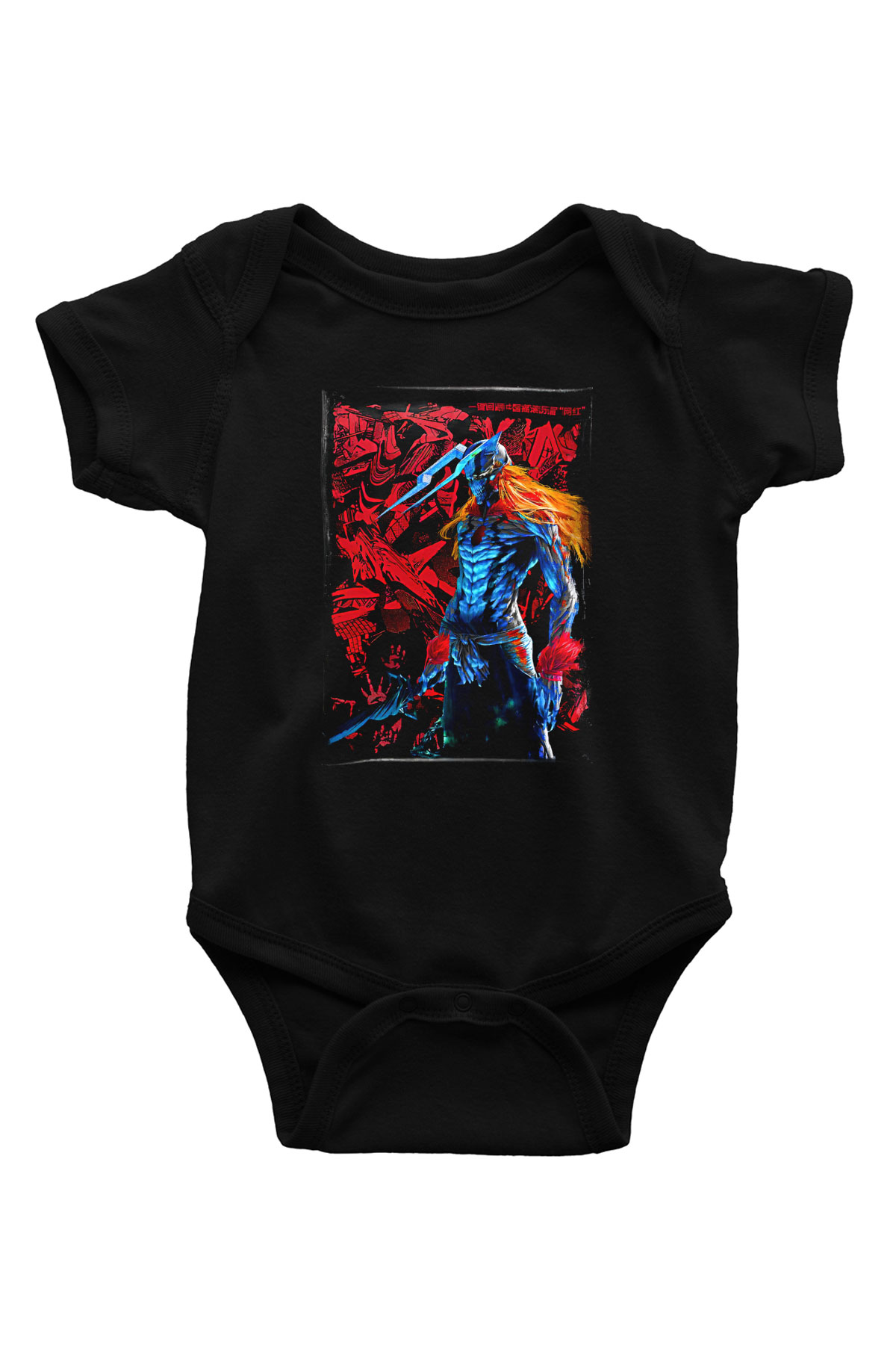 Bleach Baskılı Unisex Siyah Bebek Body - Zıbın