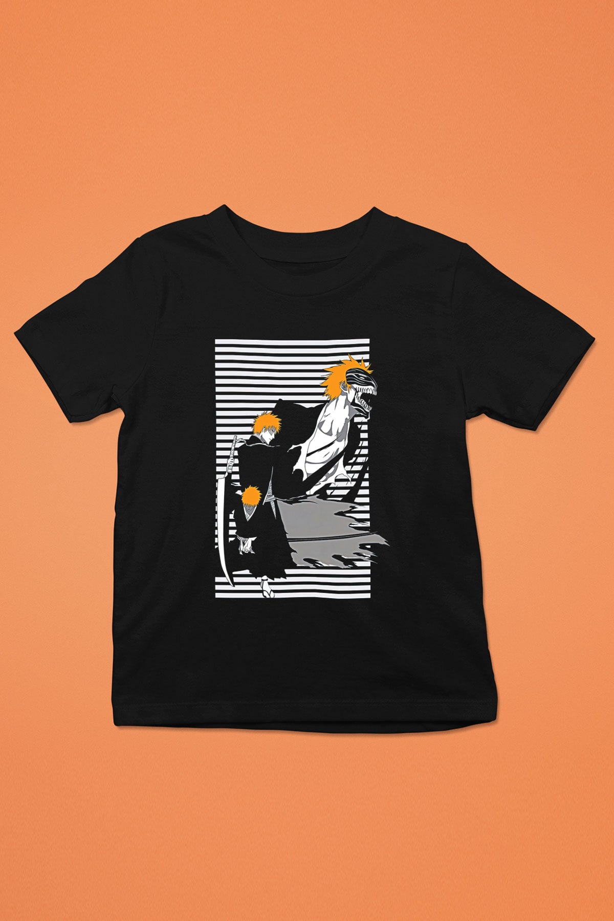 Bleach Baskılı Unisex Siyah Çocuk Tişört - Tshirt