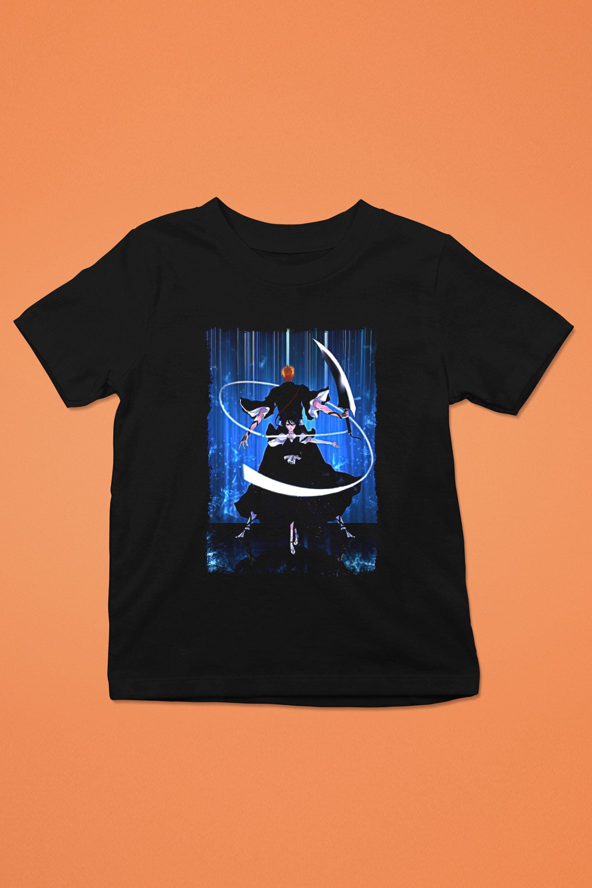 Bleach Baskılı Unisex Siyah Çocuk Tişört - Tshirt