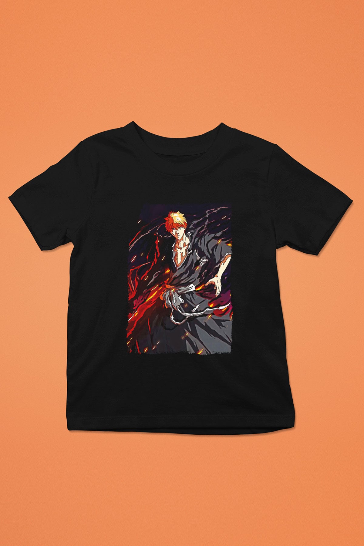 Bleach Baskılı Unisex Siyah Çocuk Tişört - Tshirt