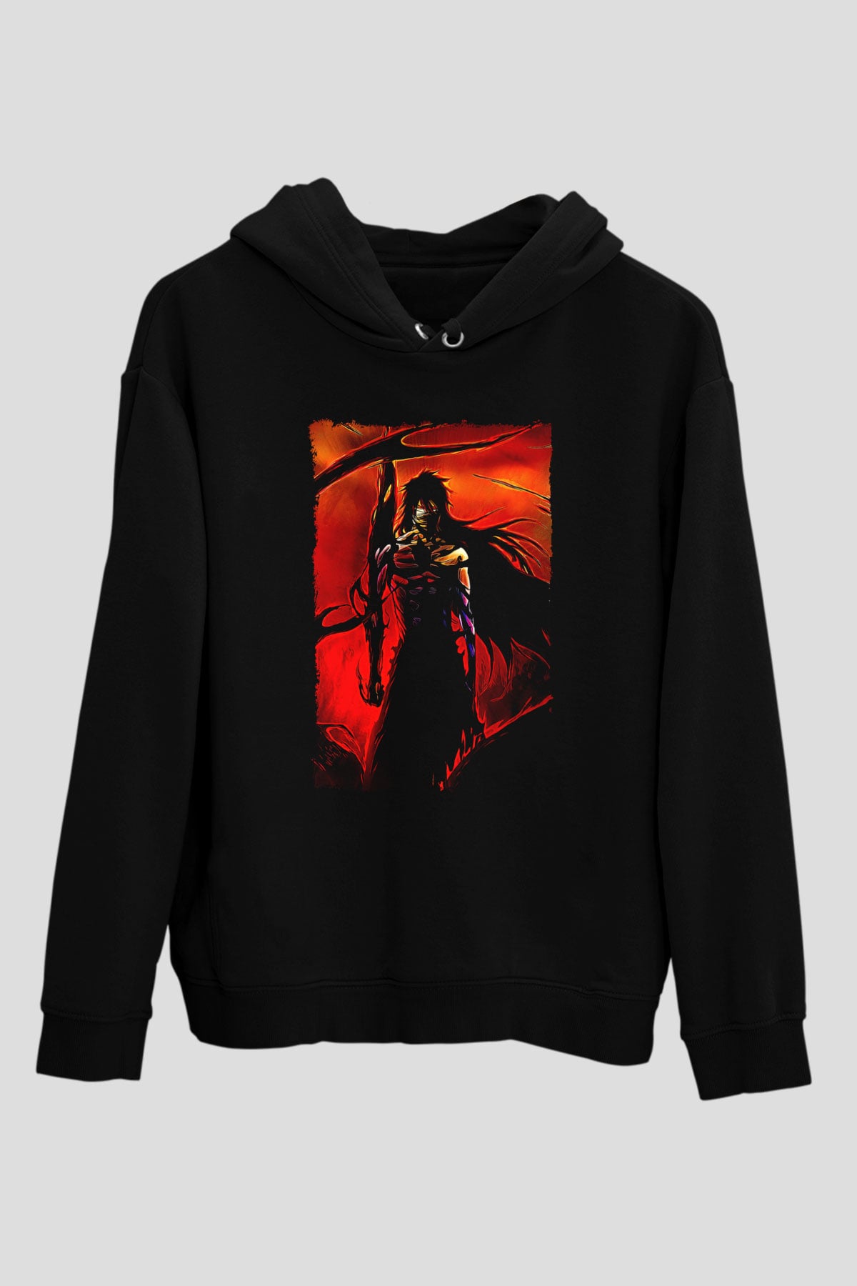 Bleach Baskılı Unisex Siyah Hoodie