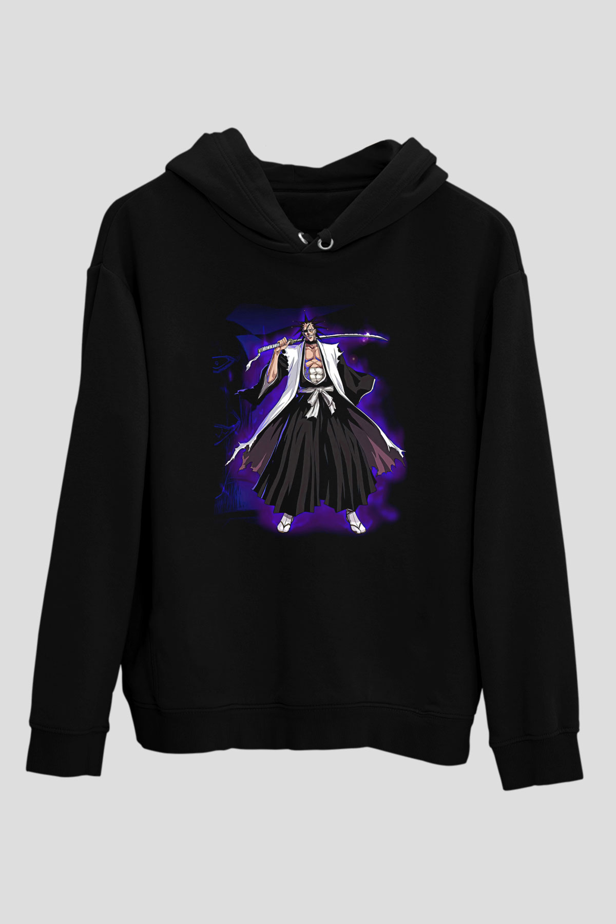 Bleach Baskılı Unisex Siyah Hoodie