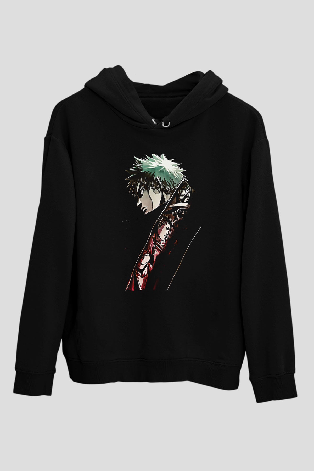 Bleach Baskılı Unisex Siyah Hoodie