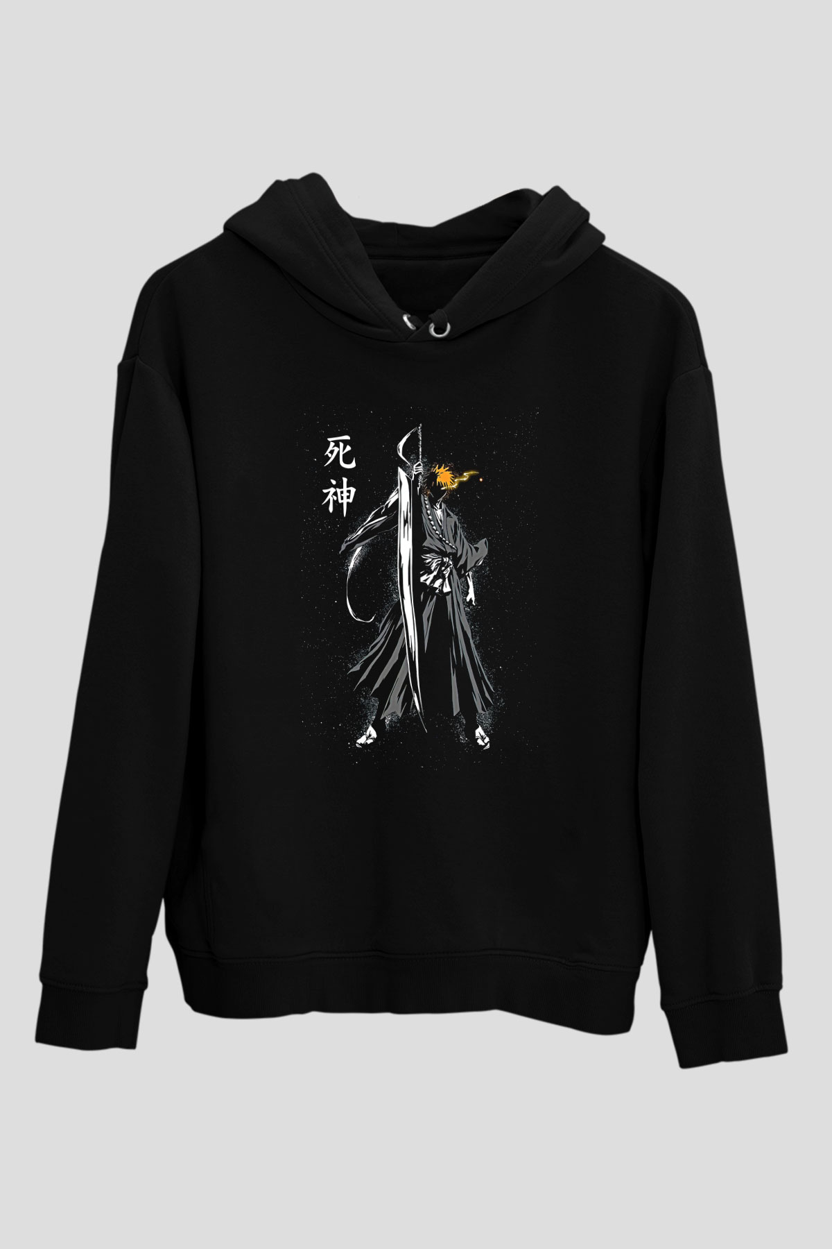 Bleach Baskılı Unisex Siyah Hoodie