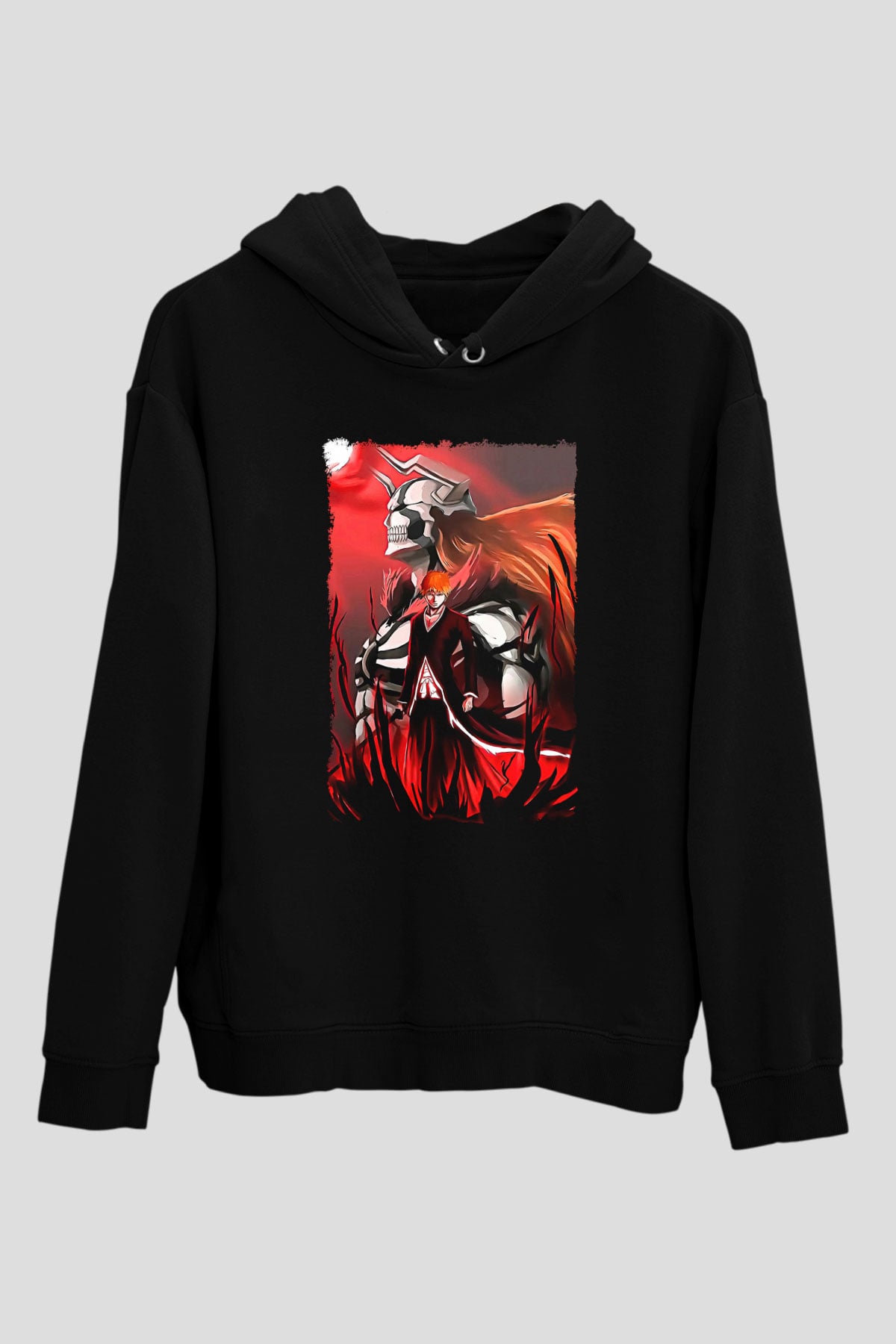 Bleach Baskılı Unisex Siyah Hoodie