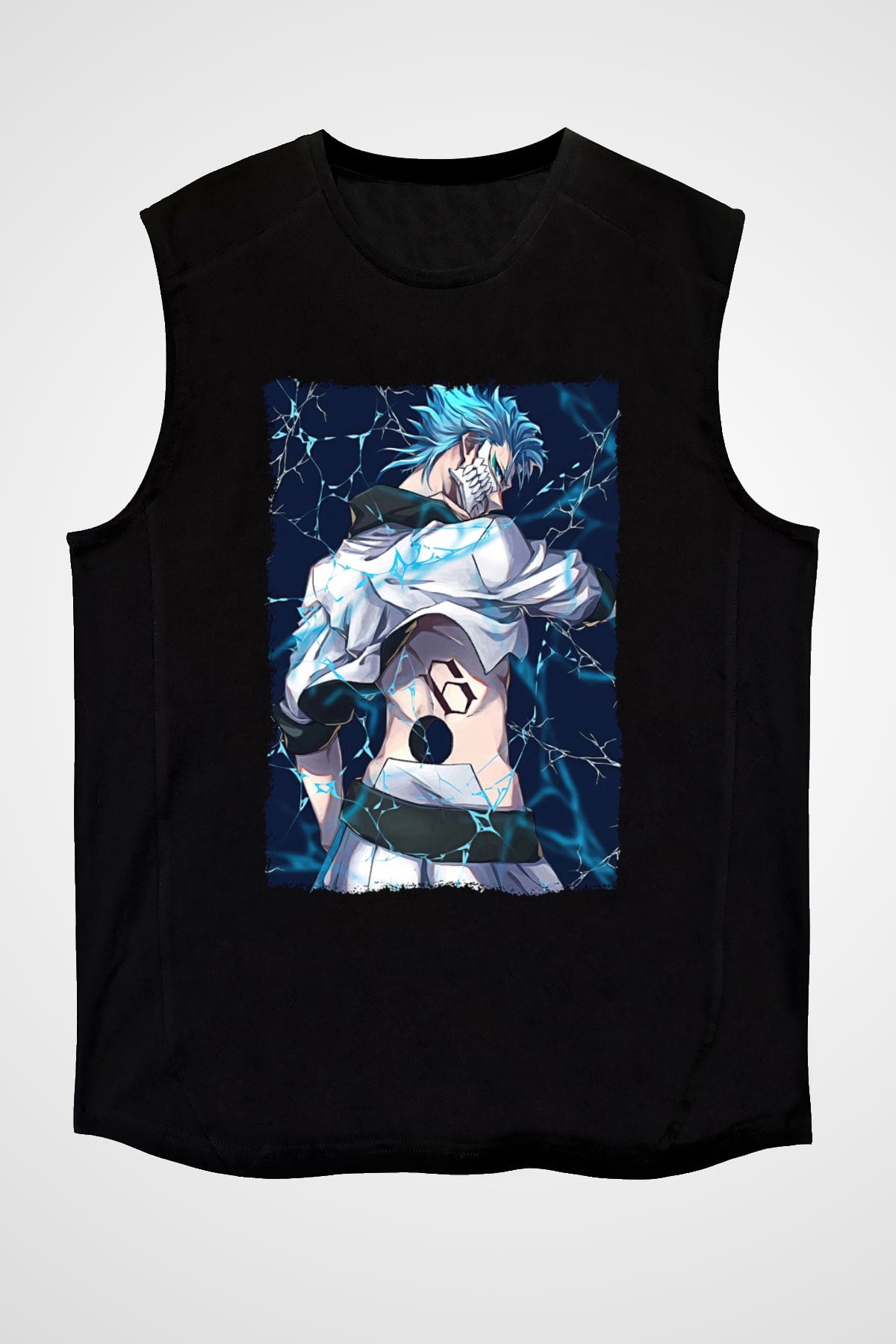 Bleach Baskılı Unisex Siyah Kolsuz Tişört - Tshirt